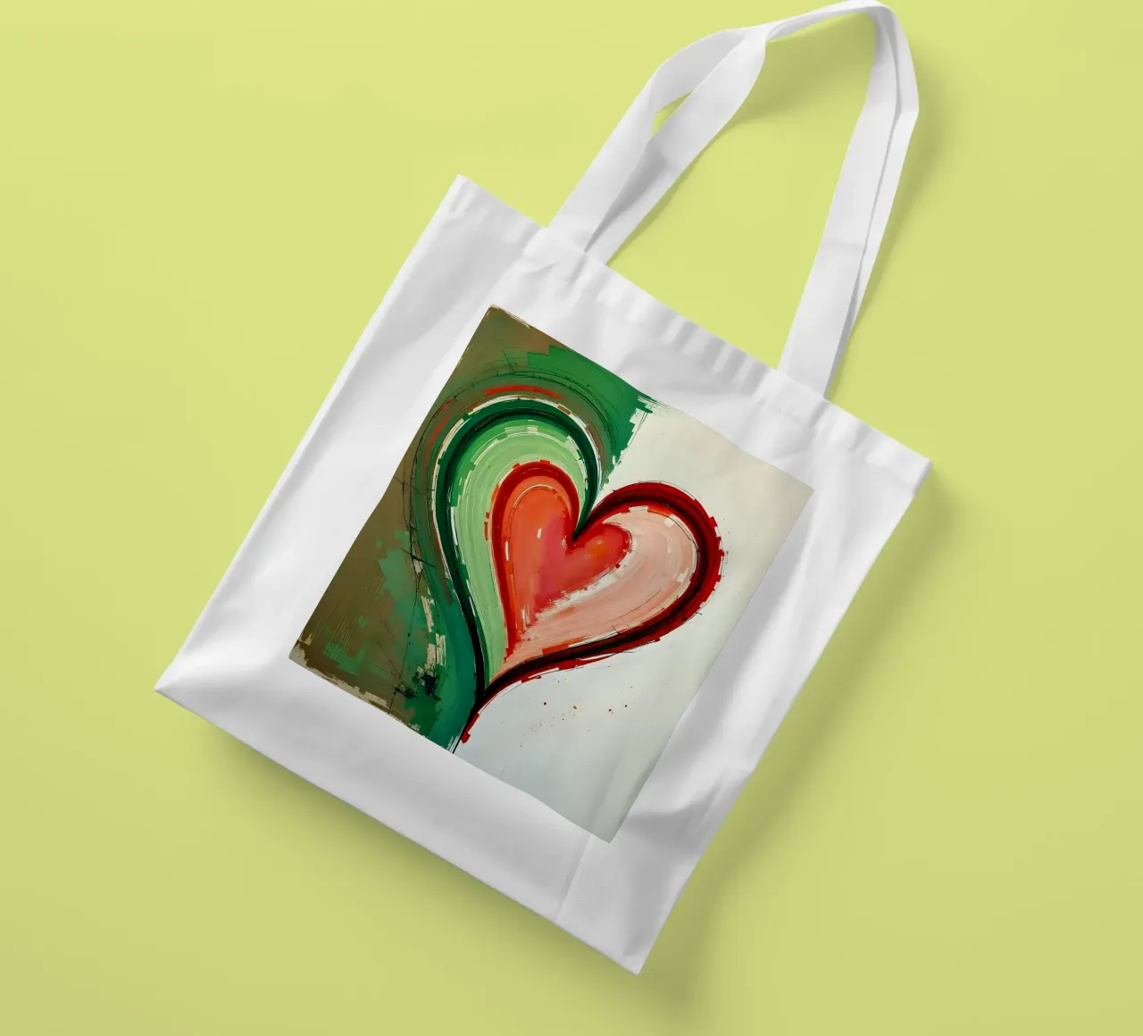 cuore_verde_rosso_2 borsa in juta da Pink- und LoveArt by LK