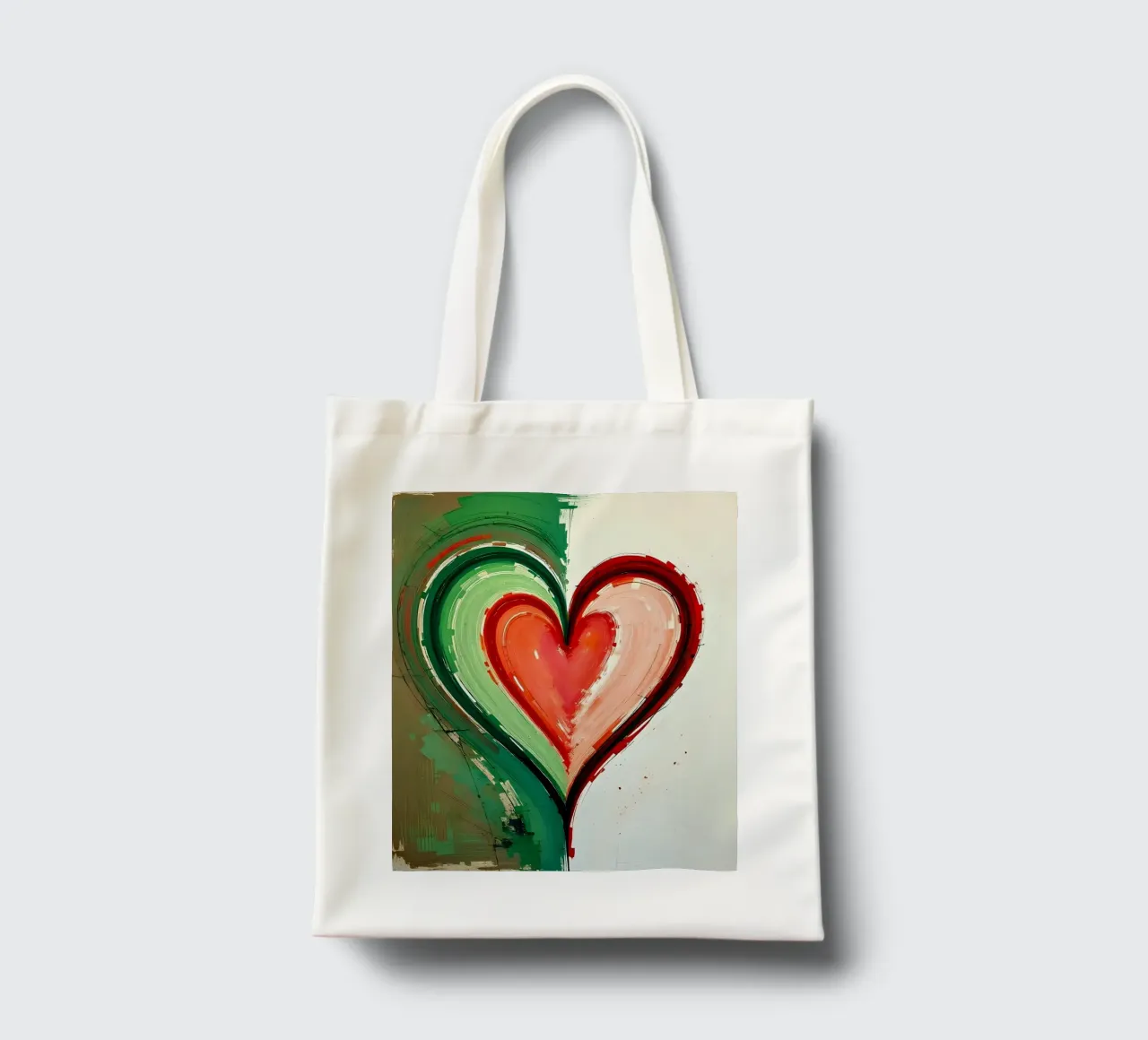 cuore_verde_rosso_2 borsa in juta da Pink- und LoveArt by LK