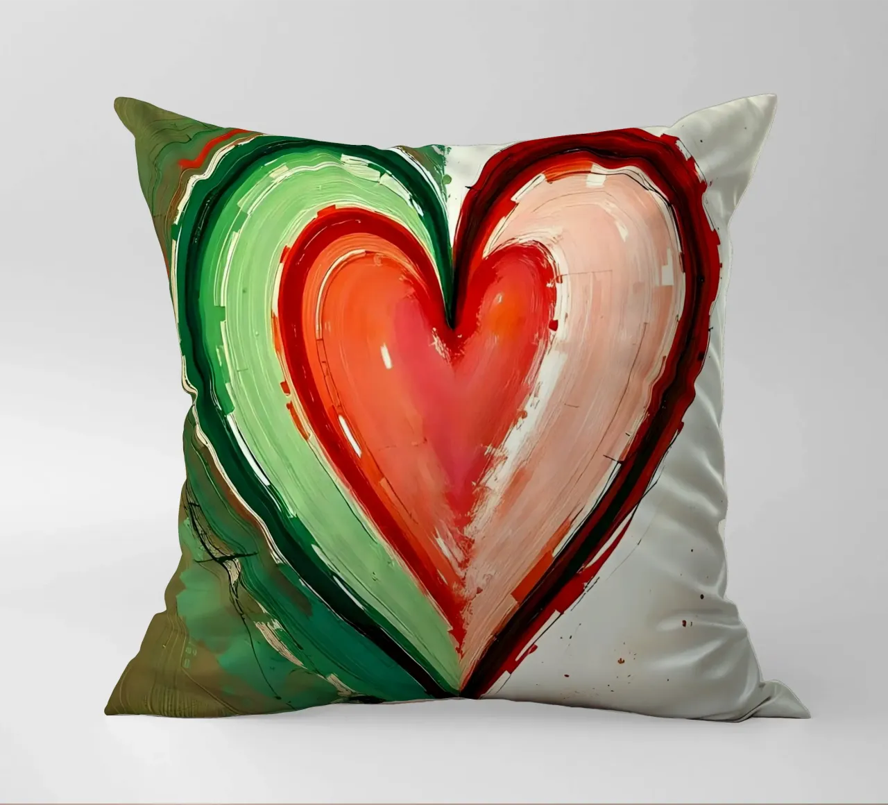 cuore_verde_rosso_2 cuscino da Pink- und LoveArt by LK