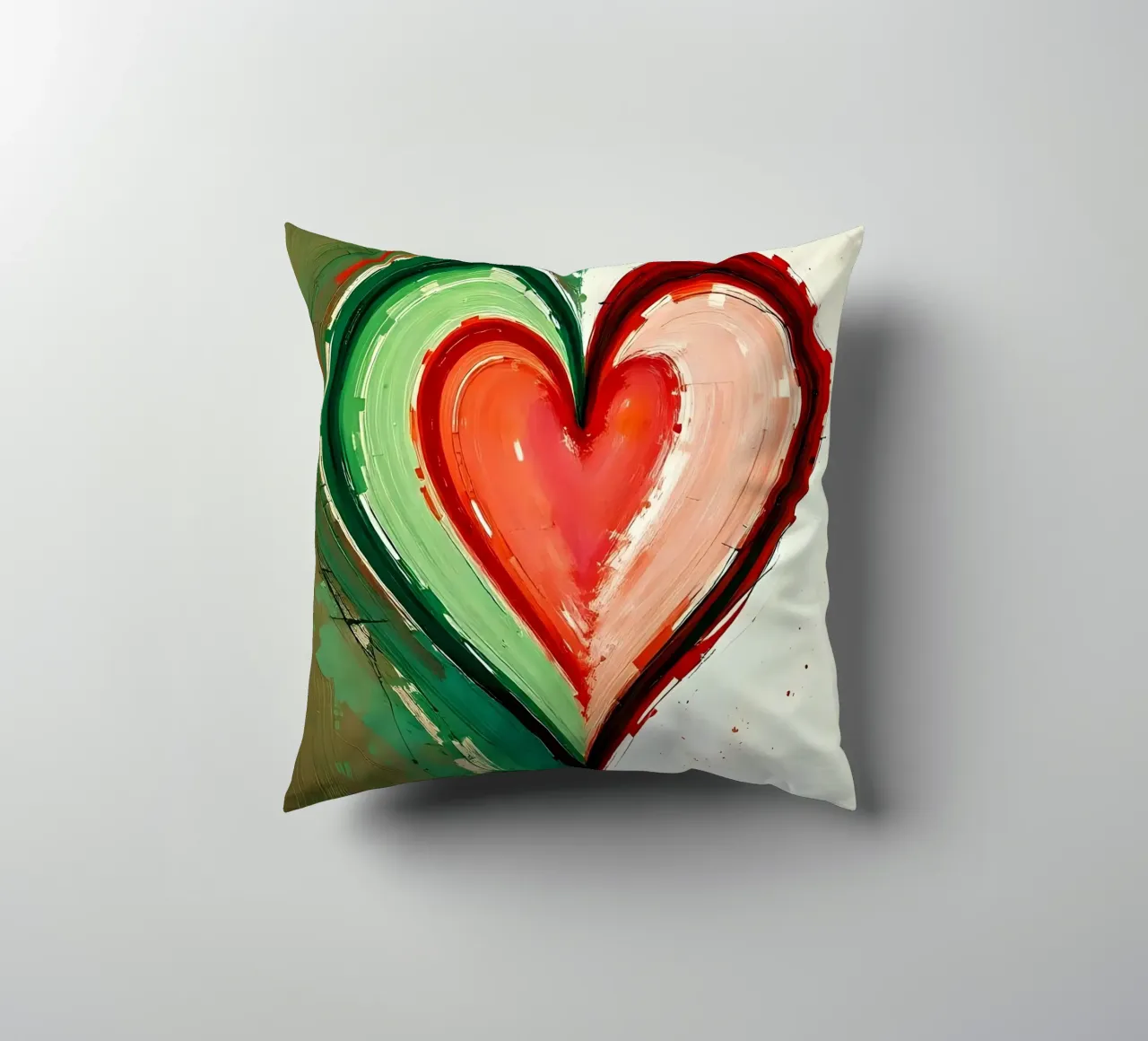 cuore_verde_rosso_2 cuscino da Pink- und LoveArt by LK