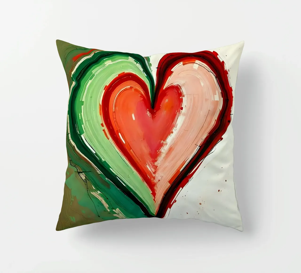 cuore_verde_rosso_2 cuscino da Pink- und LoveArt by LK