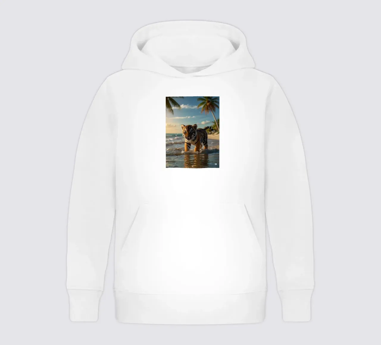 Cute Tiger beach kids hoodie by LM2KONE