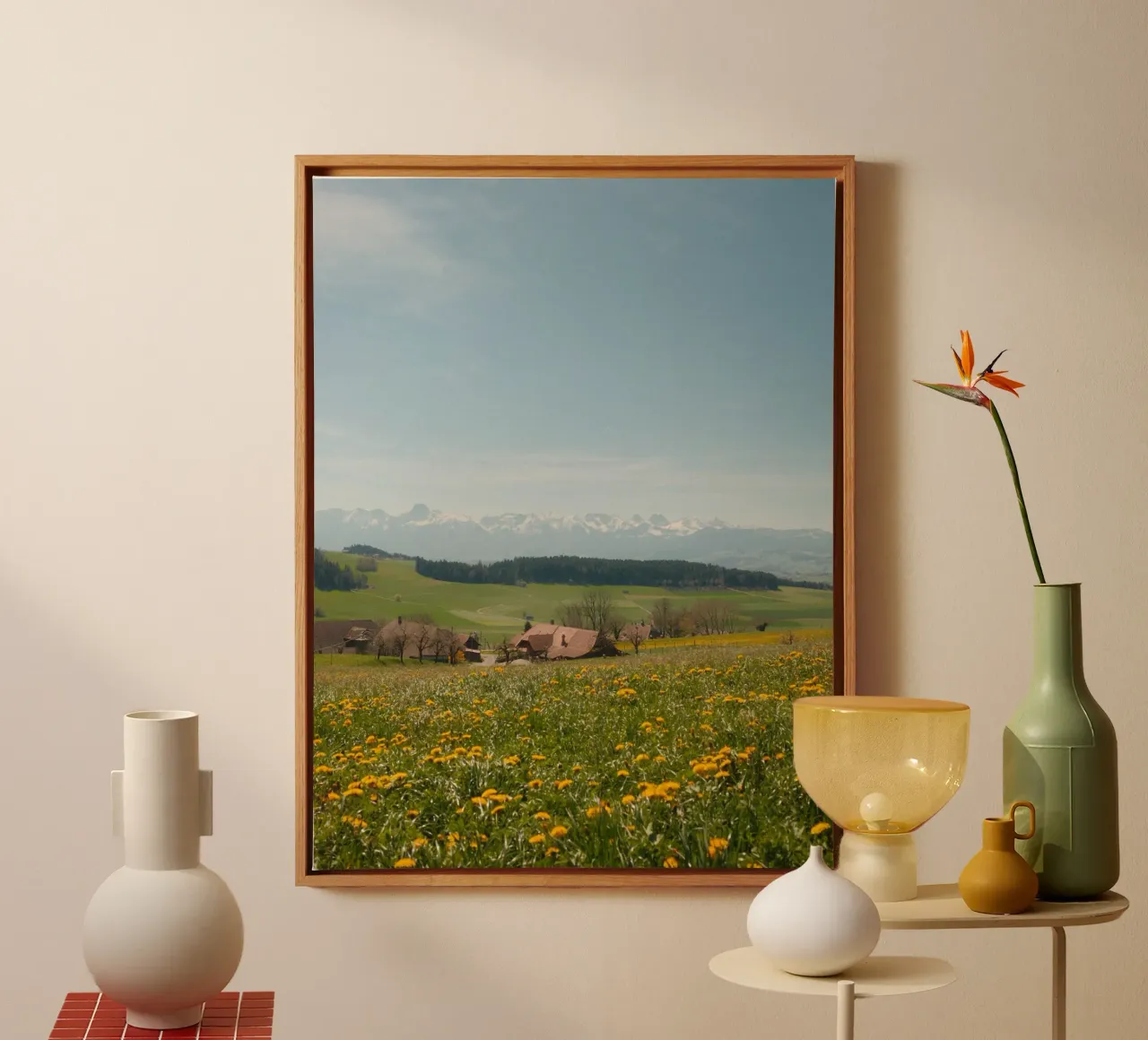 Spring Blossoms and Alpine Dreams canvas met Baklijst van FujiSwiss