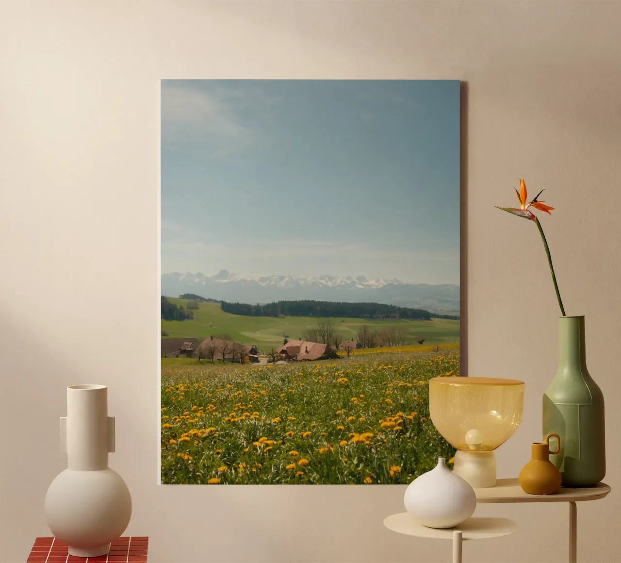 Spring Blossoms and Alpine Dreams canvas met Baklijst van FujiSwiss