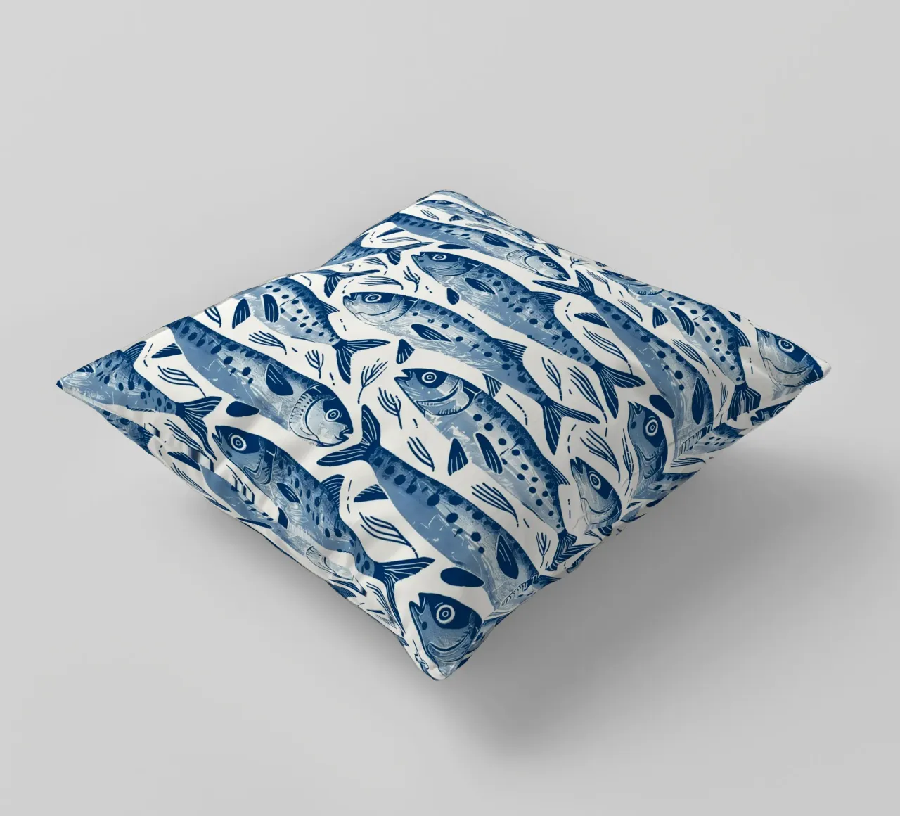 The Sardines decorative cushion by Sunflower Soul Studio