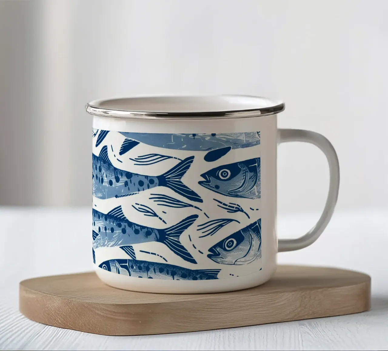 The Sardines tazza in smalto da Sunflower Soul Studio