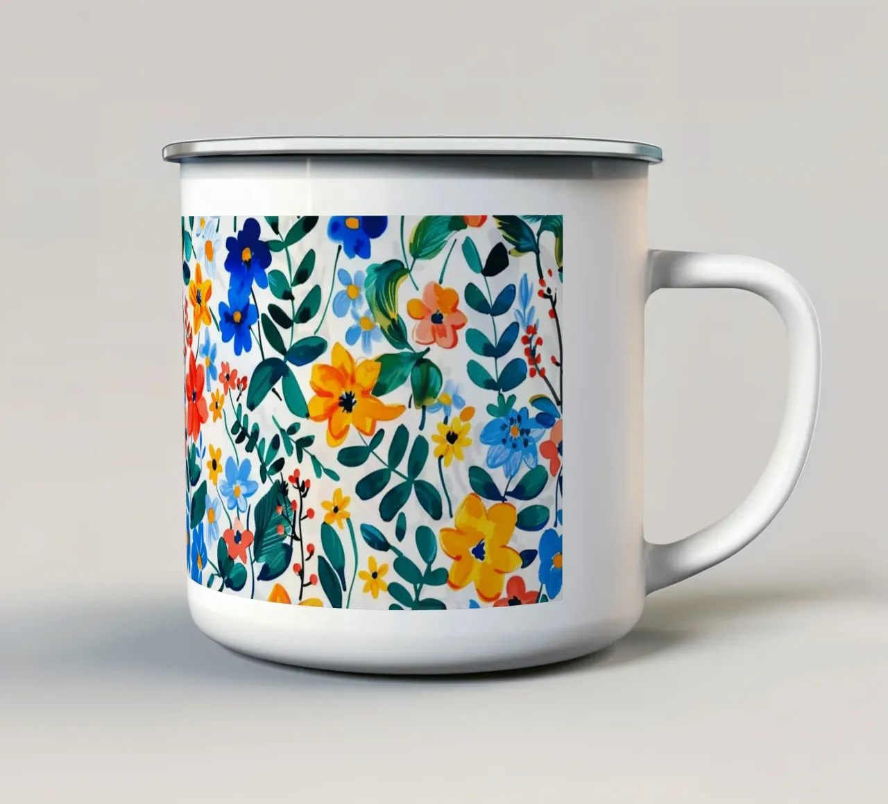 Happy Florals tazza in smalto da Sunflower Soul Studio