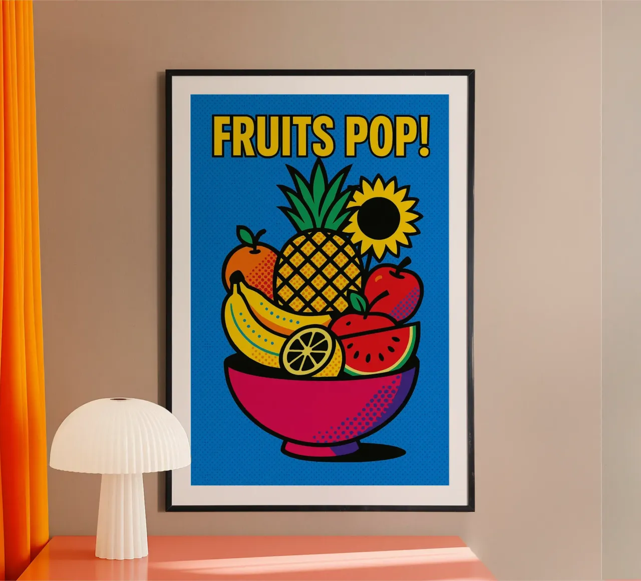 Fruits Pop! poster with wooden frame by Pop and Fruits - Affiches & posters