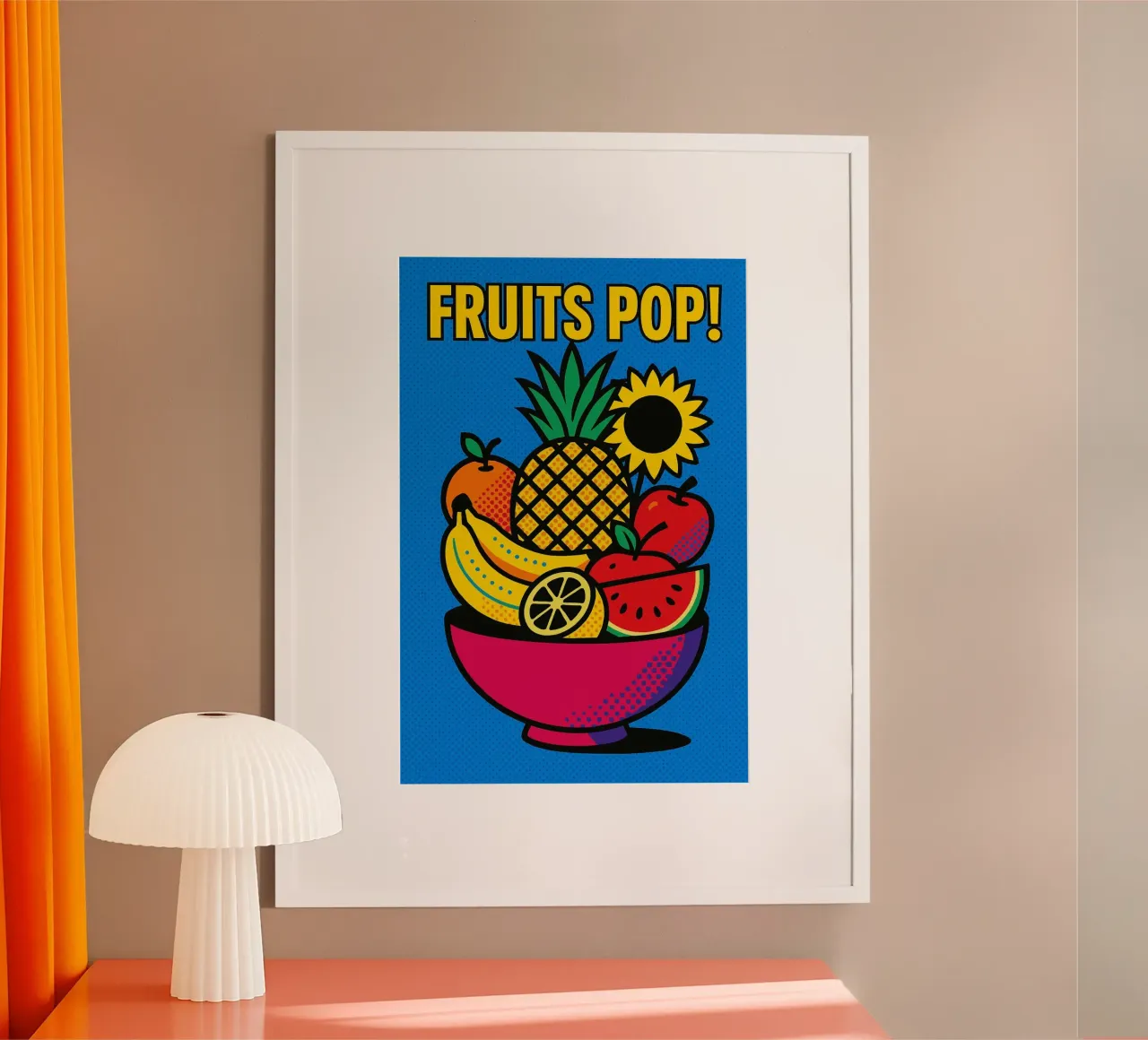 Fruits Pop! poster with wooden frame by Pop and Fruits - Affiches & posters