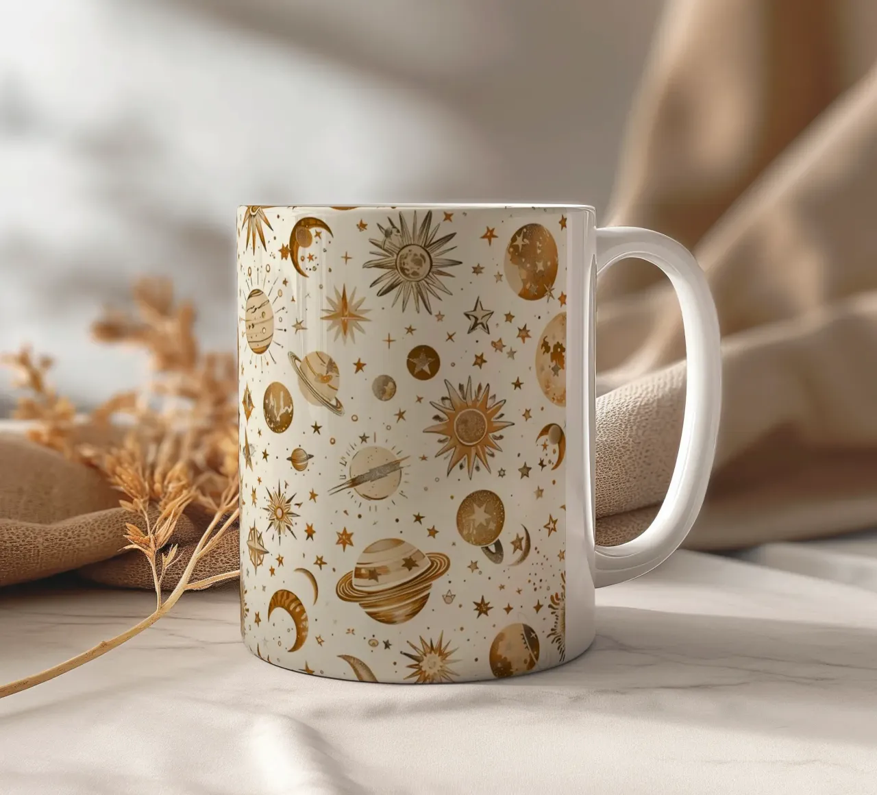 Beige and Brown Celestial tazza in ceramica da Sunflower Soul Studio
