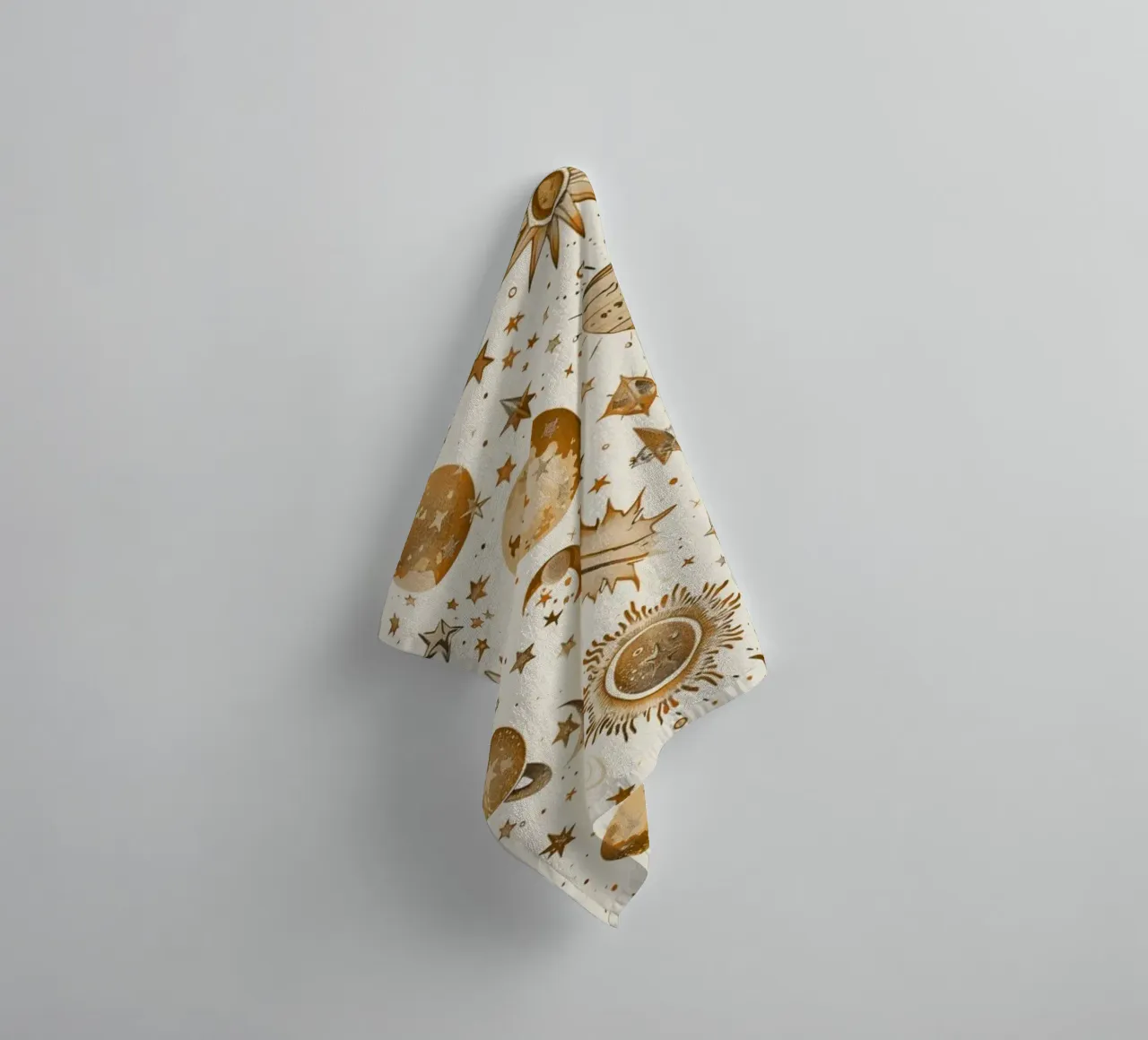 Beige and Brown Celestial towel by Sunflower Soul Studio