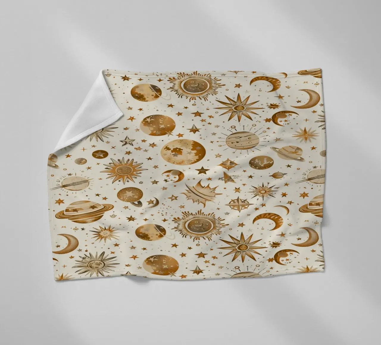 Beige and Brown Celestial coperta in pile da Sunflower Soul Studio