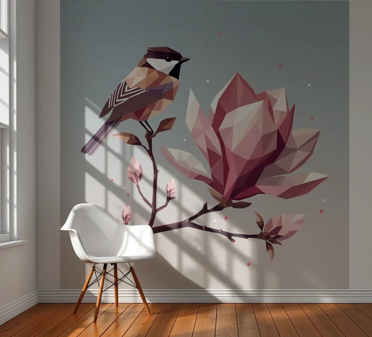 Bird on magnolia branch - Harmonious composition photo wallpaper by namosh