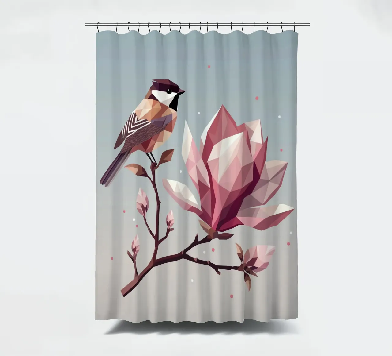 Vogel auf Magnolienzweig – Harmonische Komposition Duschvorhang von namosh