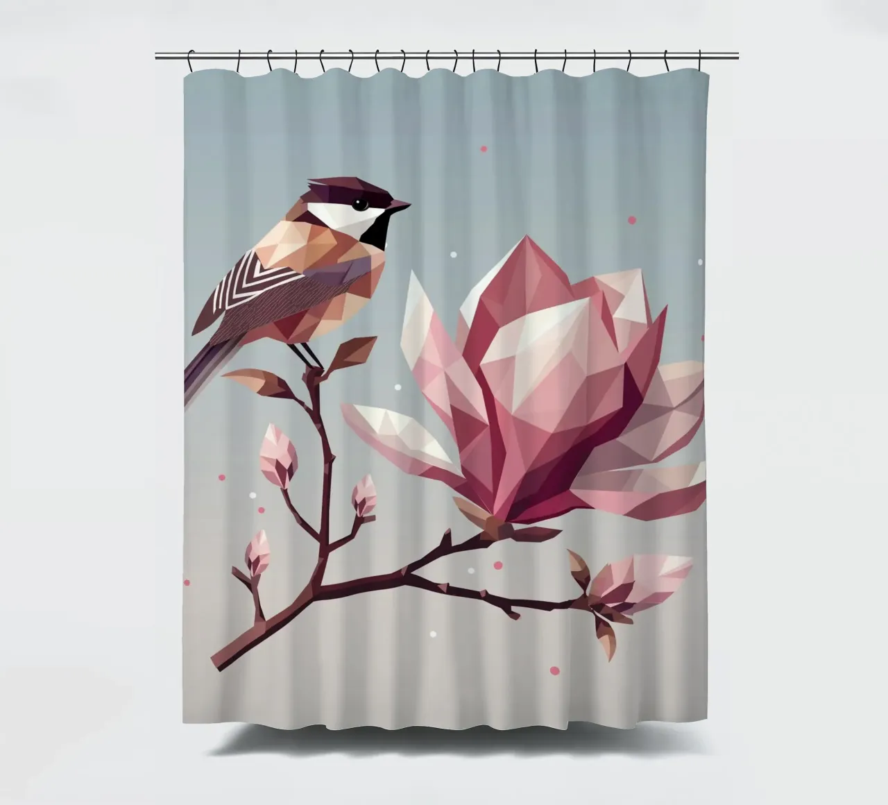 Vogel auf Magnolienzweig – Harmonische Komposition Duschvorhang von namosh