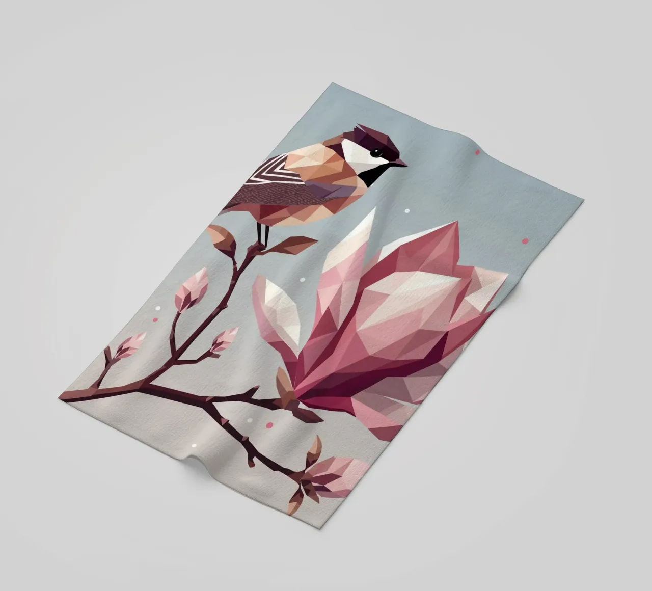 Uccello su ramo di magnolia - Composizione armoniosa telo mare da namosh