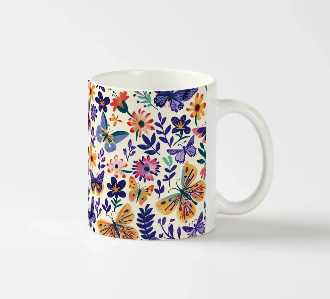 Butterflies and Flowers tazza in ceramica da Sunflower Soul Studio