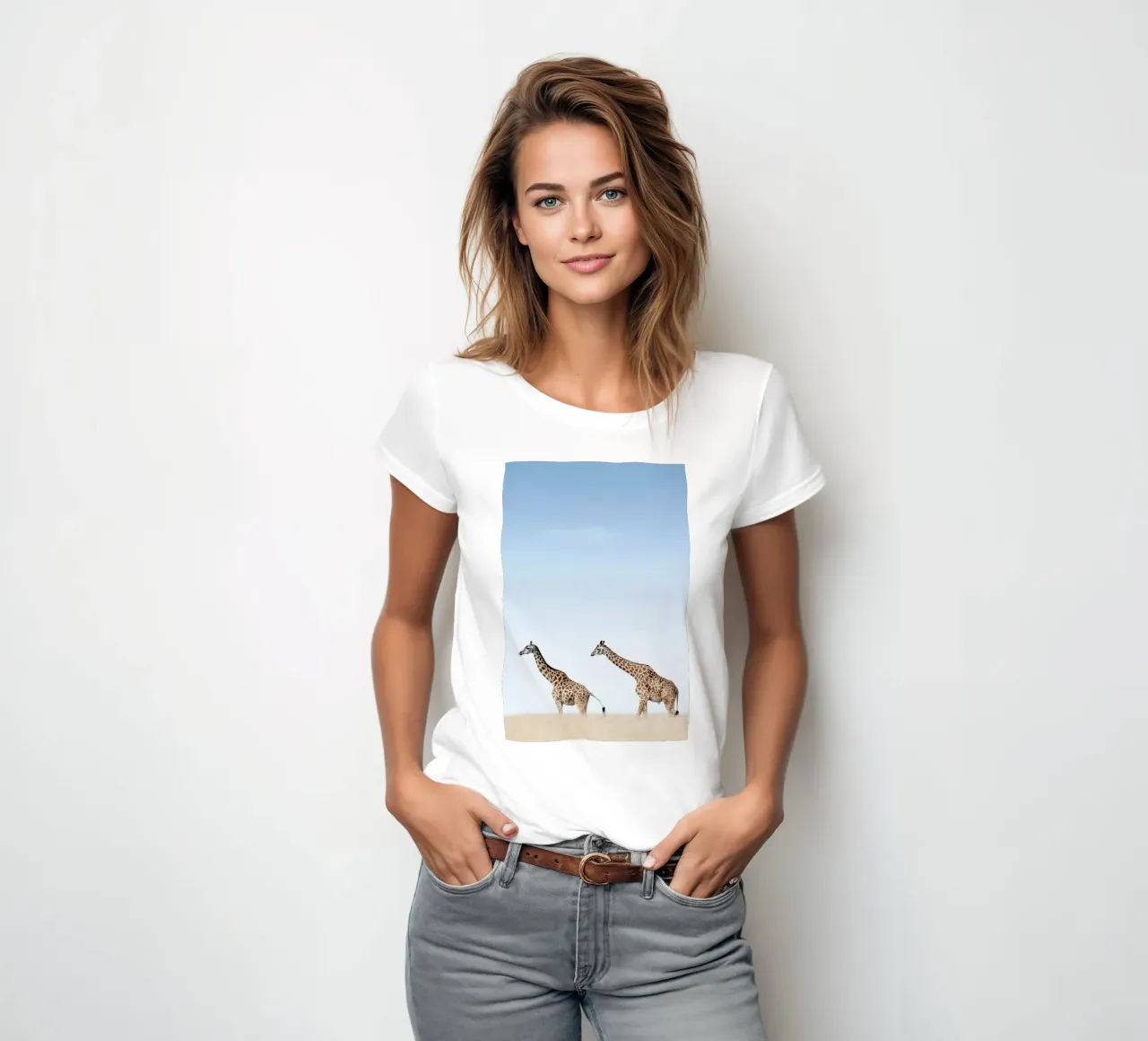 Giraffes Crossing the Savanna t-shirt da donna da Natural Kingdom