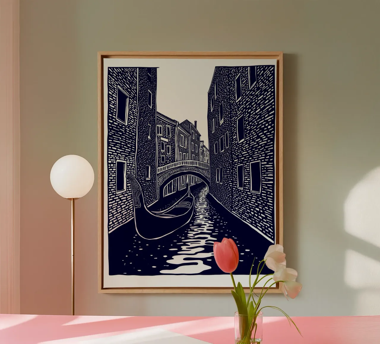 Silent Venice tela con Cornice a cassetta da Indigo Rain