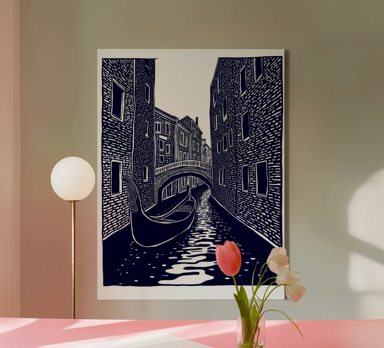 Silent Venice tela con Cornice a cassetta da Indigo Rain