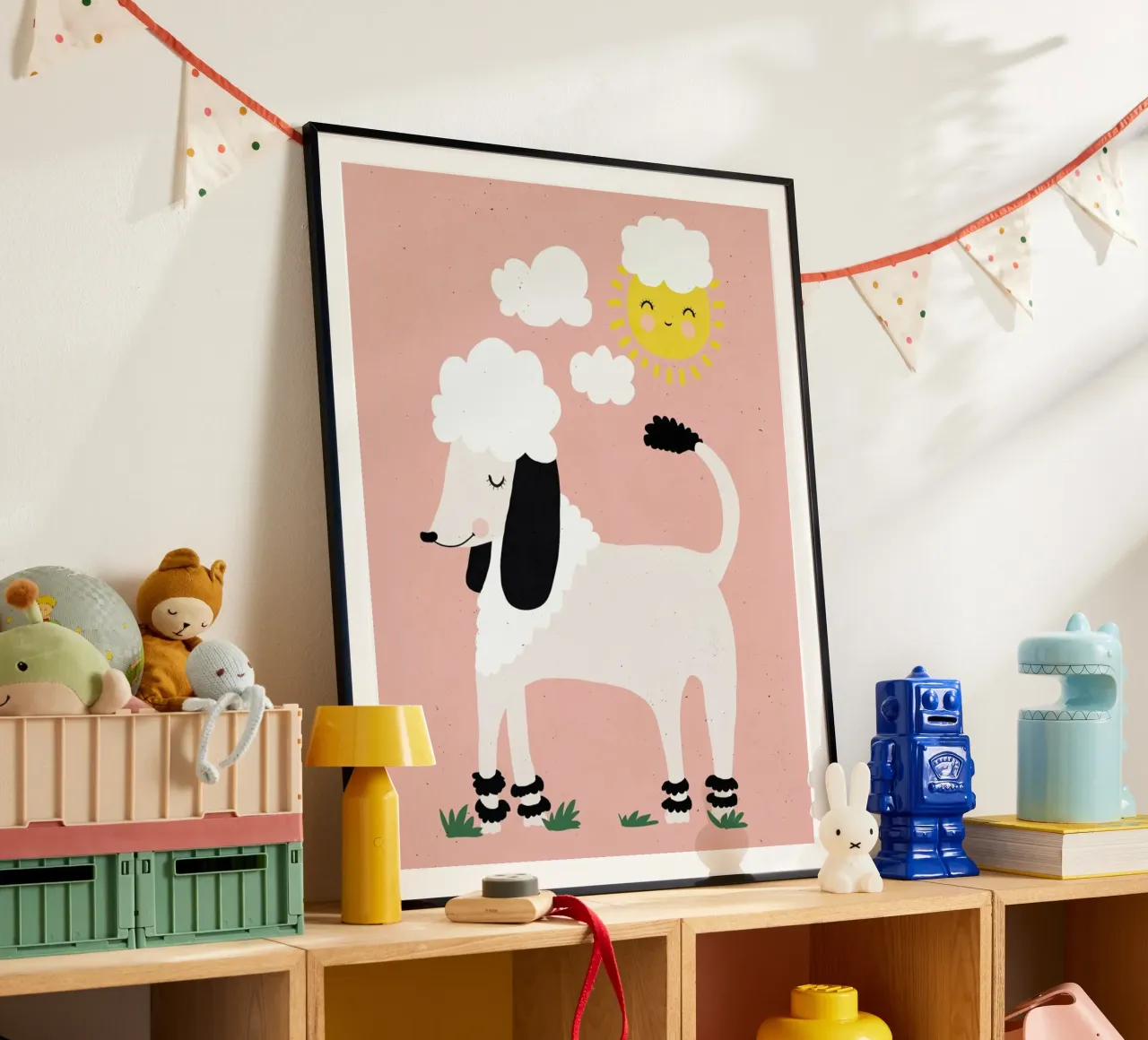 Poodle poster con telaio in legno da treechild