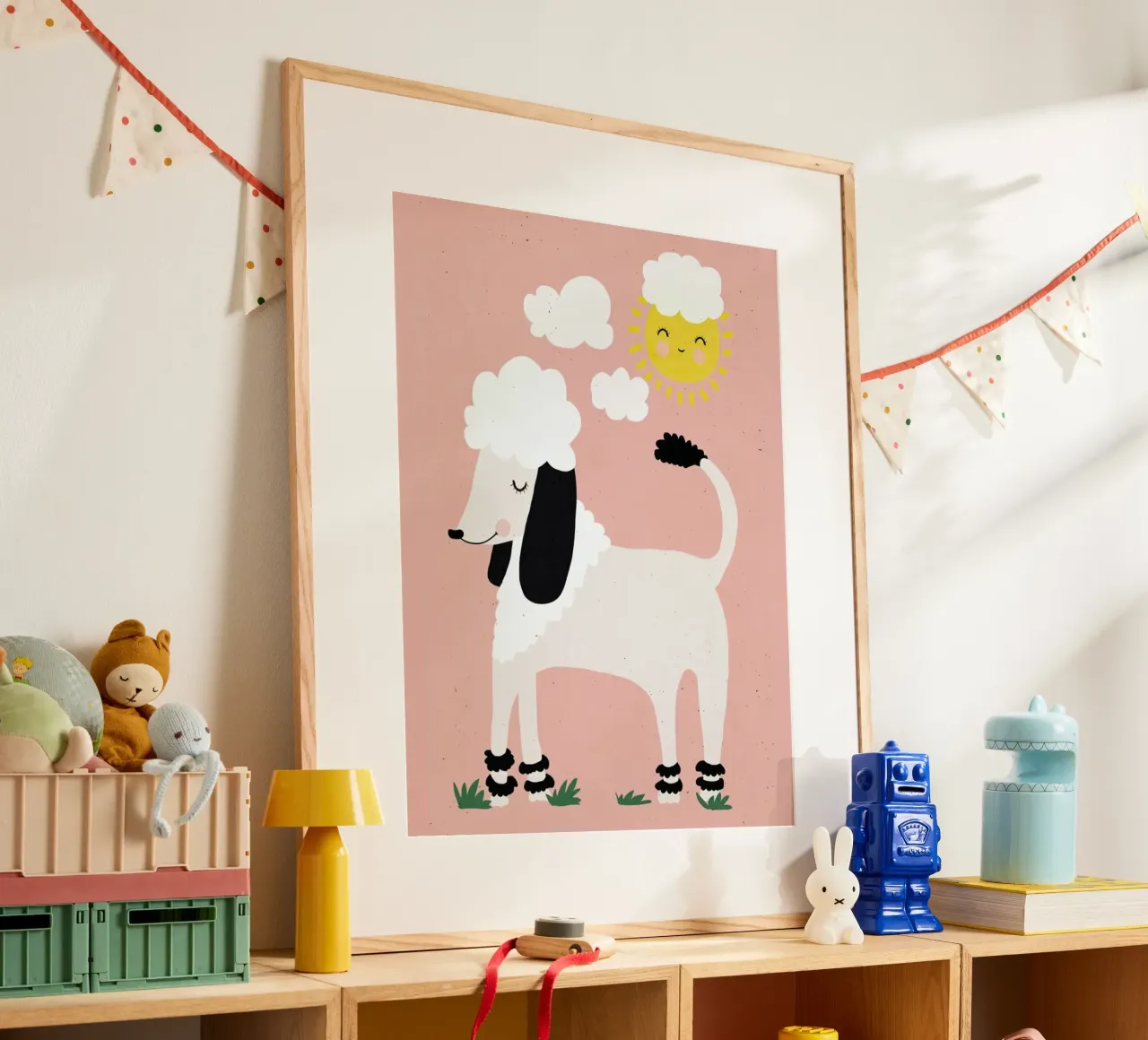 Poodle poster con telaio in legno da treechild
