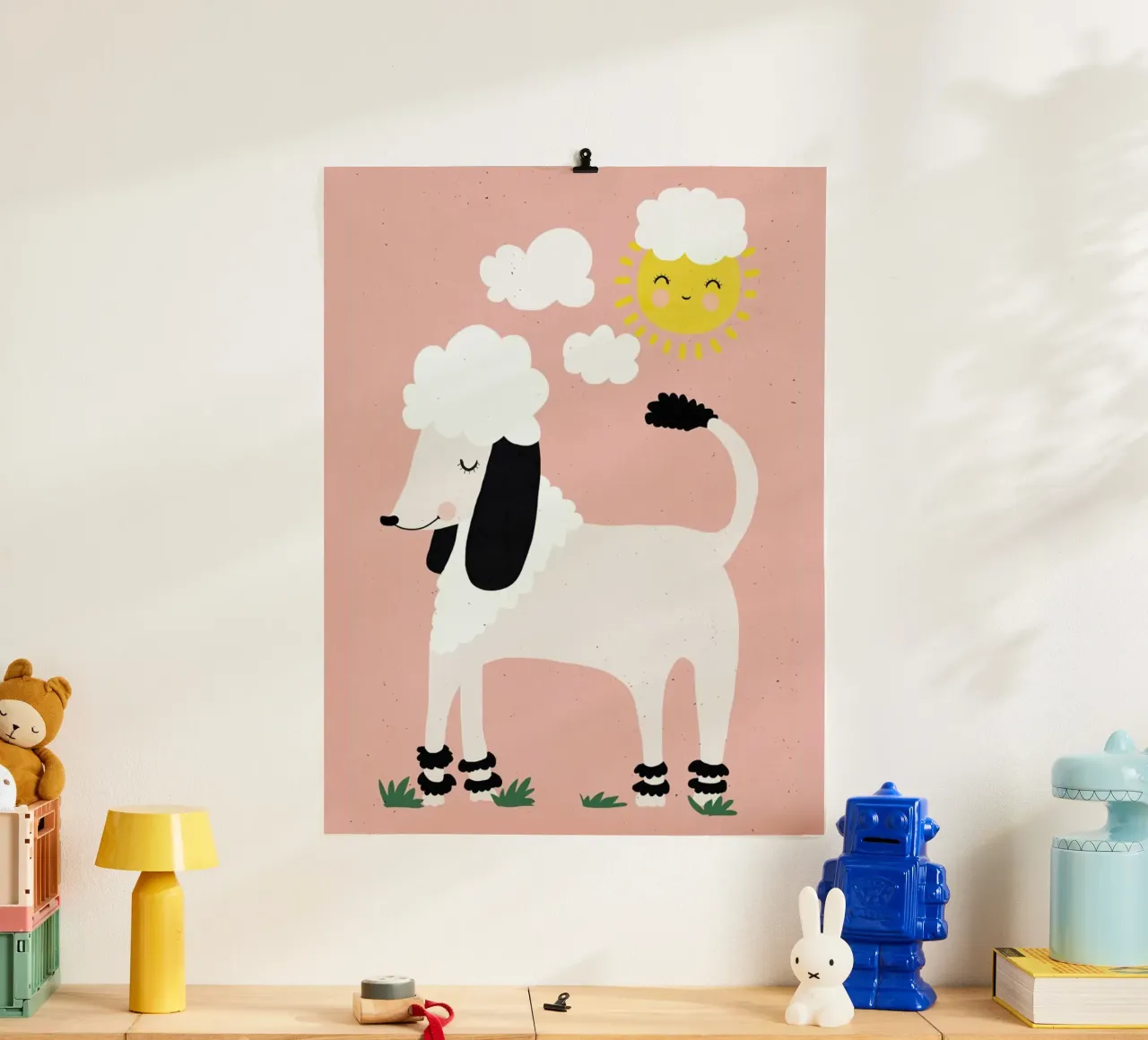 Poodle poster con telaio in legno da treechild