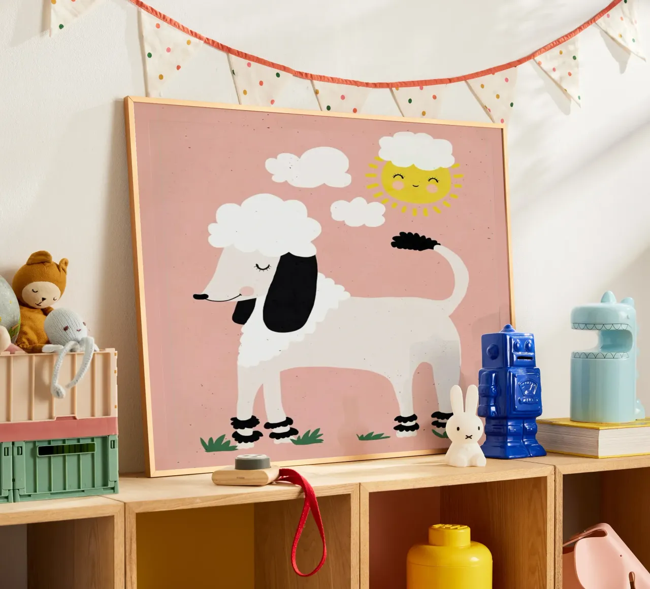 Poodle poster con telaio in legno da treechild