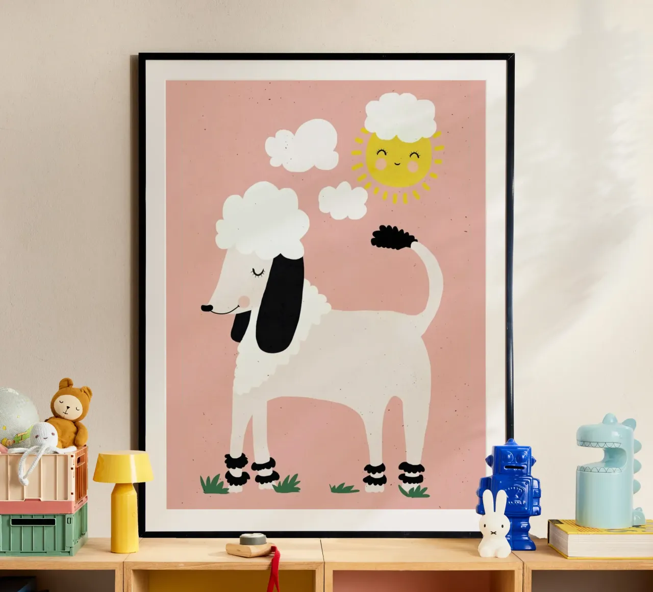 Poodle poster con telaio in legno da treechild