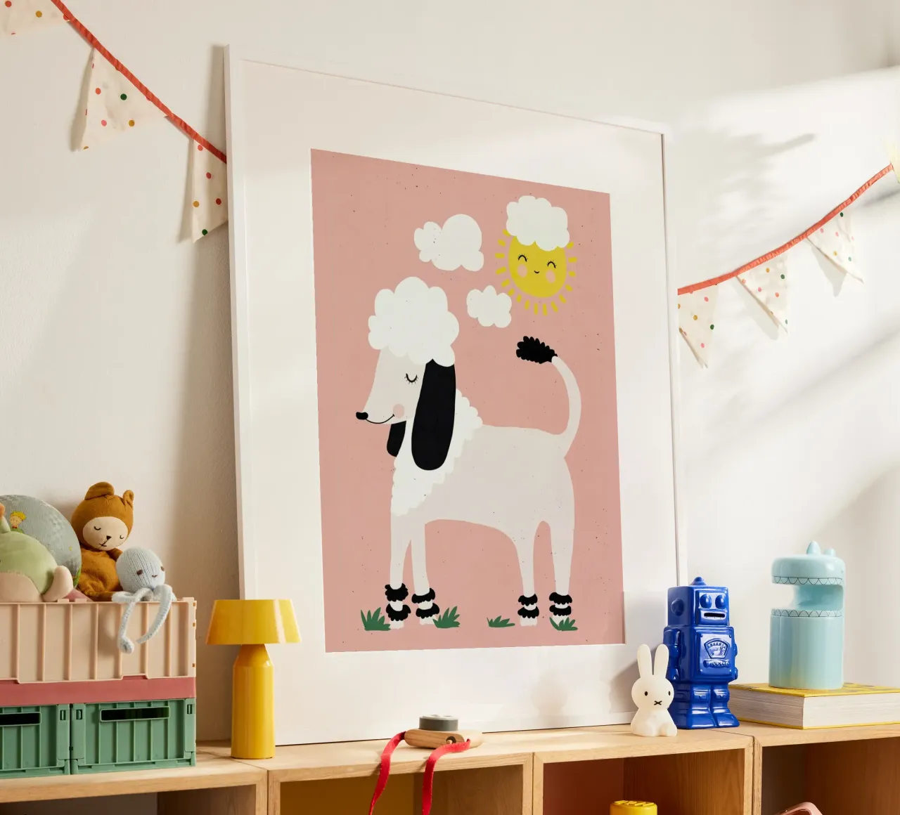Poodle poster con telaio in legno da treechild