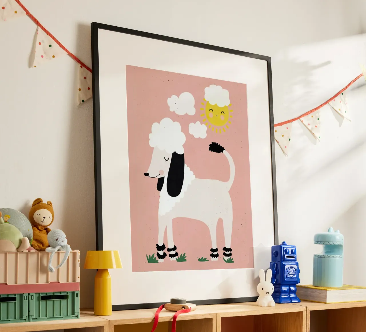 Poodle poster con telaio in legno da treechild