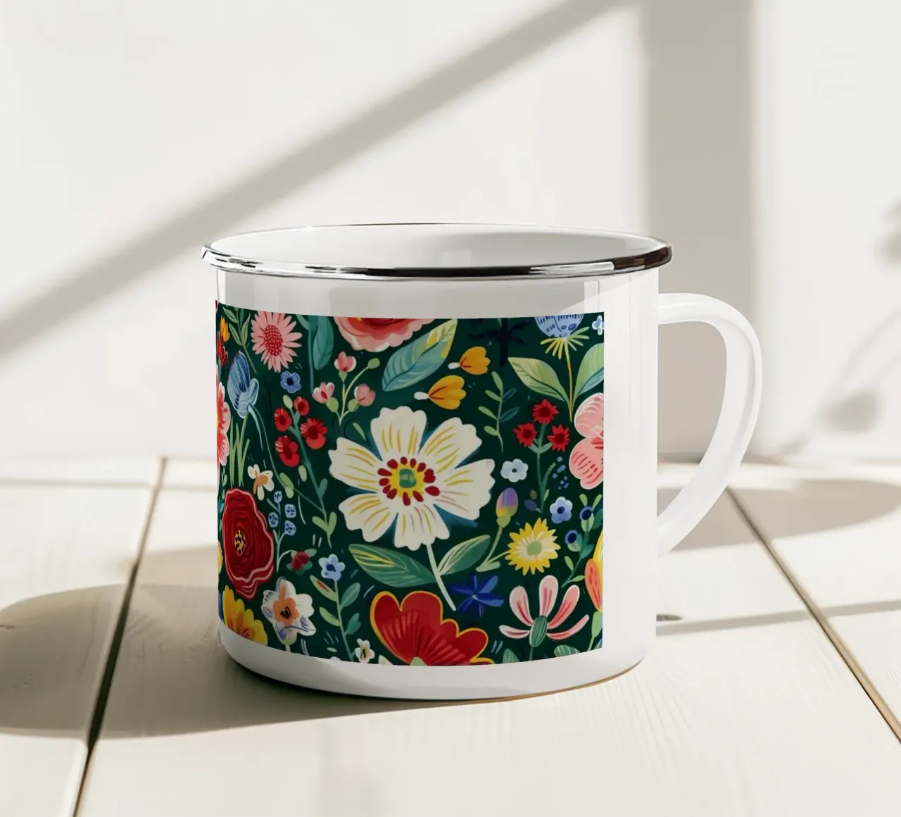 Vivid Wild Flowers tazza in smalto da Sunflower Soul Studio