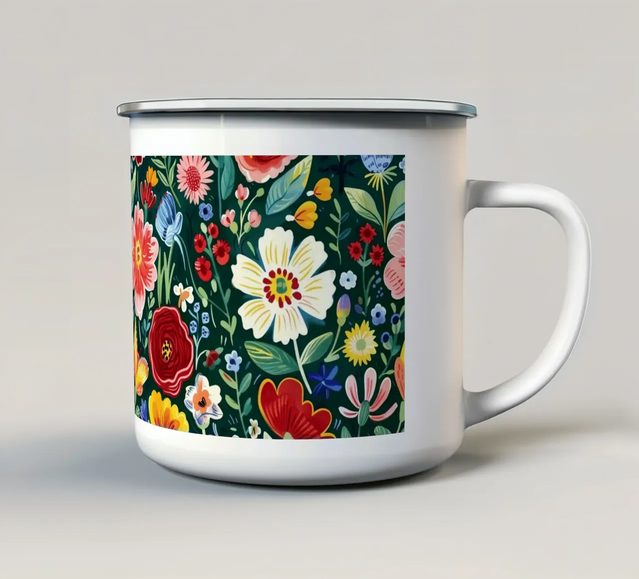 Vivid Wild Flowers tazza in smalto da Sunflower Soul Studio
