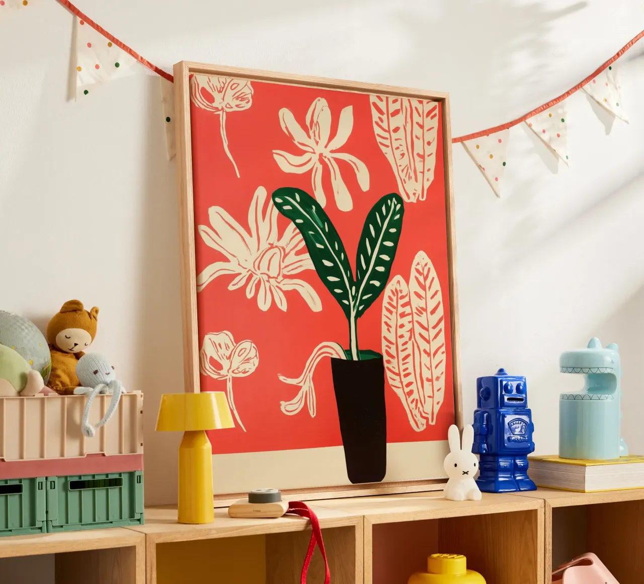 Vreemd stilleven met behang canvas met Baklijst van Autofocus