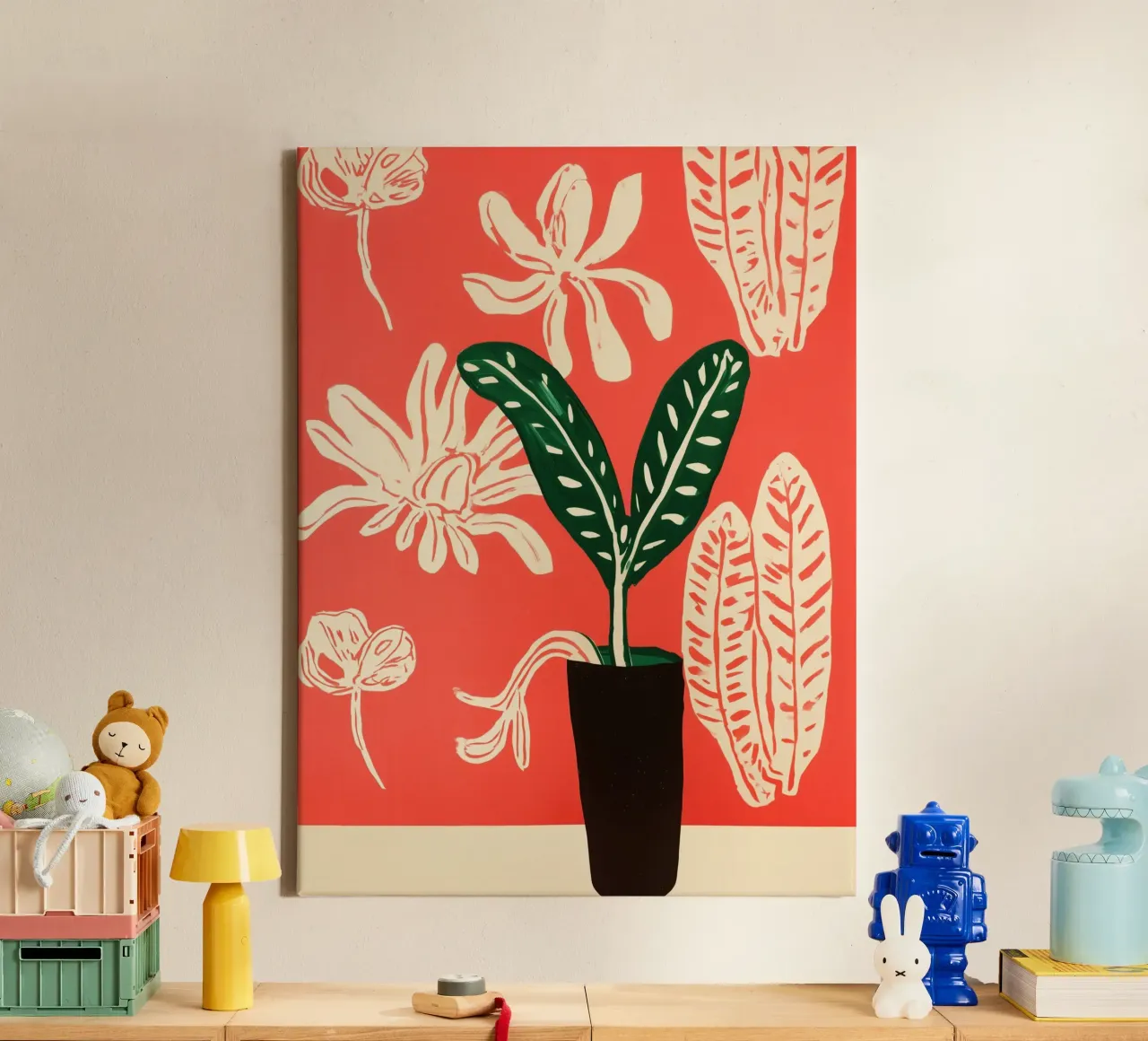 Vreemd stilleven met behang canvas met Baklijst van Autofocus
