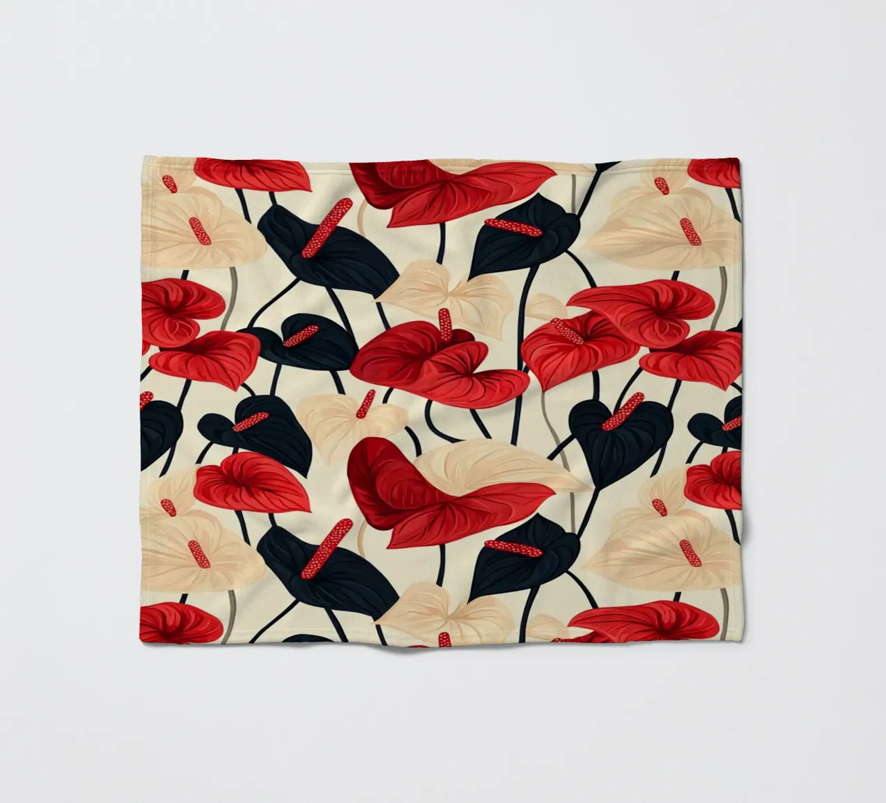 Red and Black Anthuriums coperta in pile da Sunflower Soul Studio
