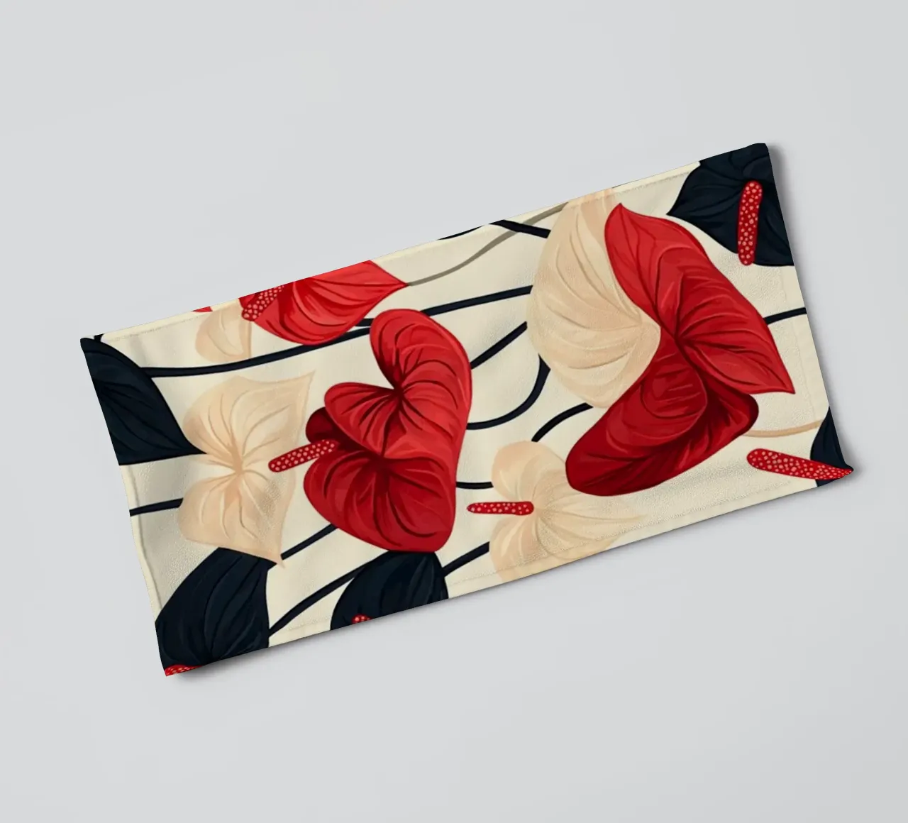 Red and Black Anthuriums asciugamano da bagno da Sunflower Soul Studio