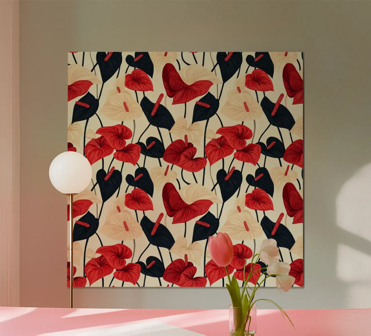 Red and Black Anthuriums carta hahnemühle da Sunflower Soul Studio