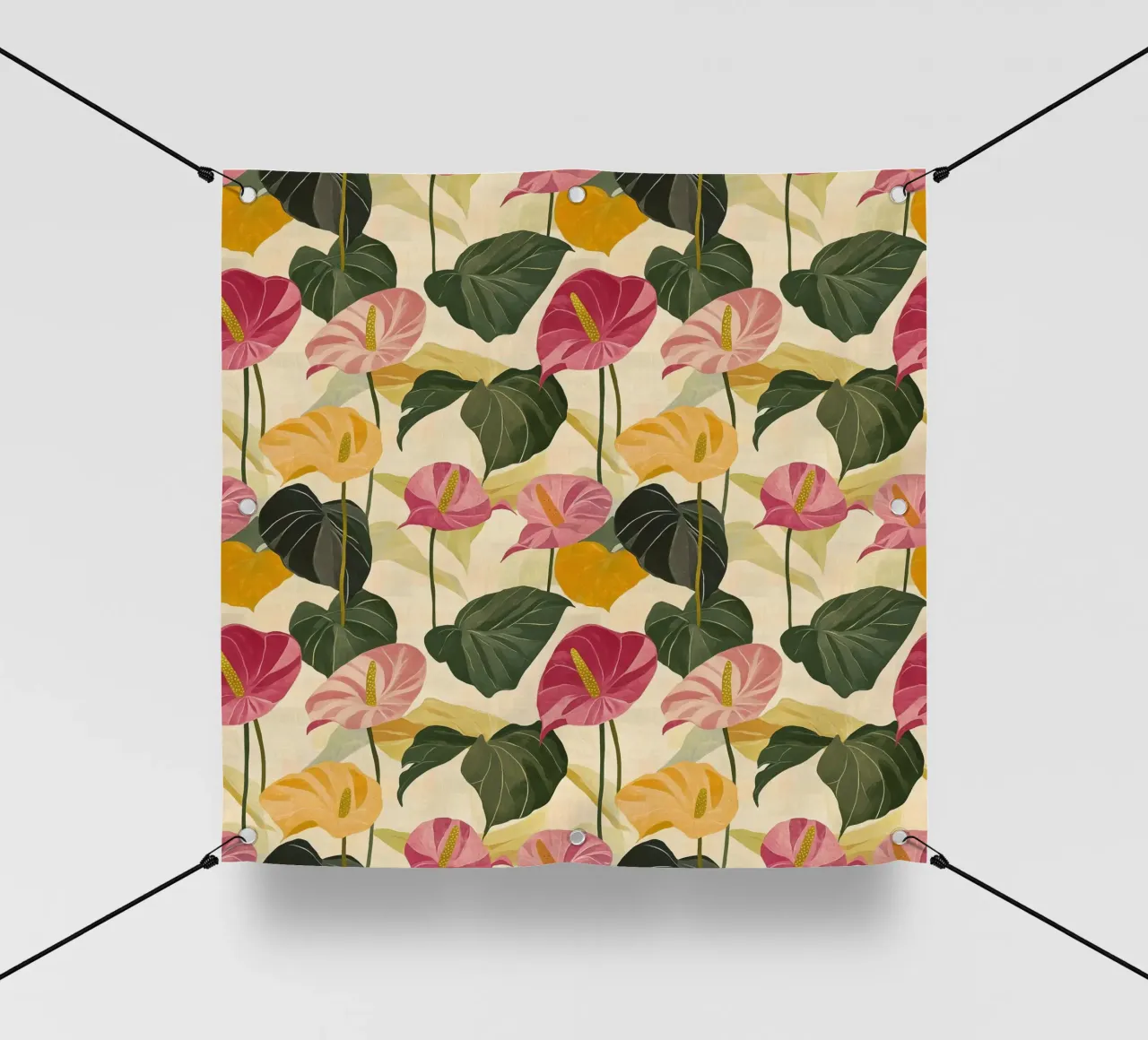 Pink and Yellow Anthuriums telo in pvc da Sunflower Soul Studio