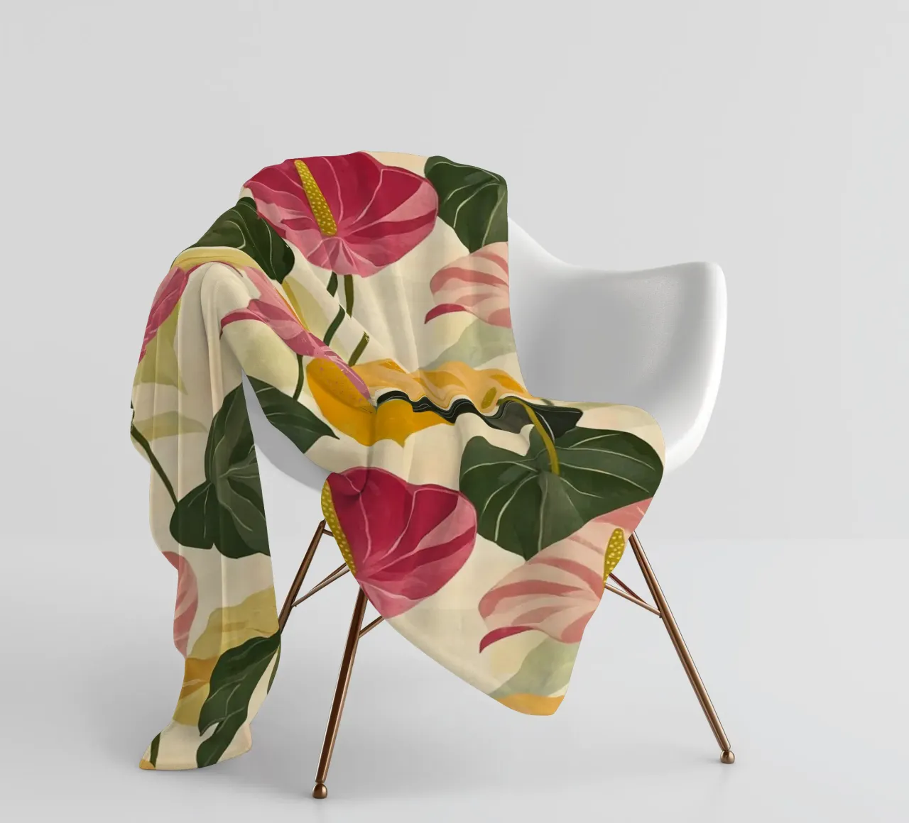 Pink and Yellow Anthuriums coperta in pile da Sunflower Soul Studio