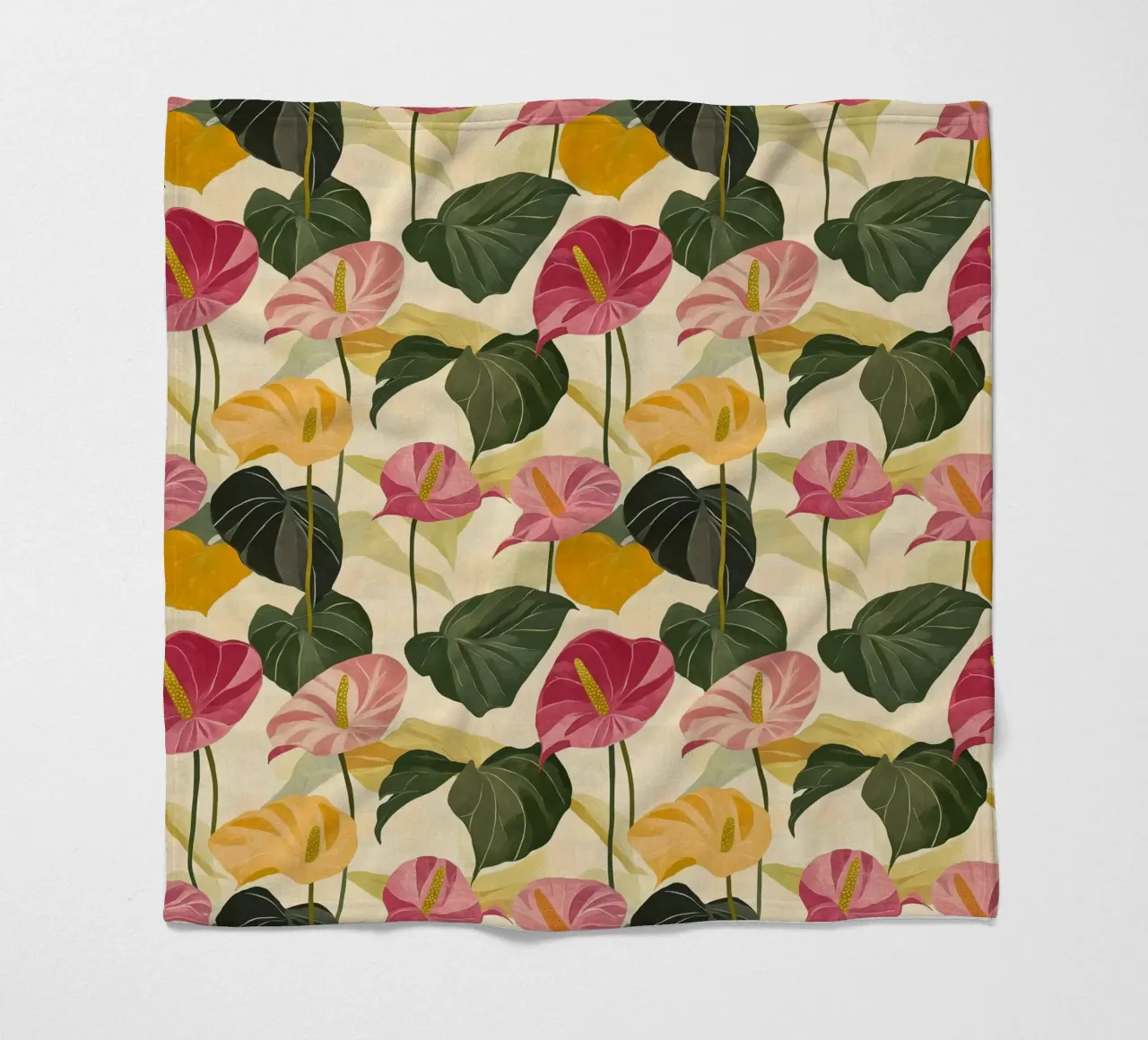 Pink and Yellow Anthuriums coperta in pile da Sunflower Soul Studio
