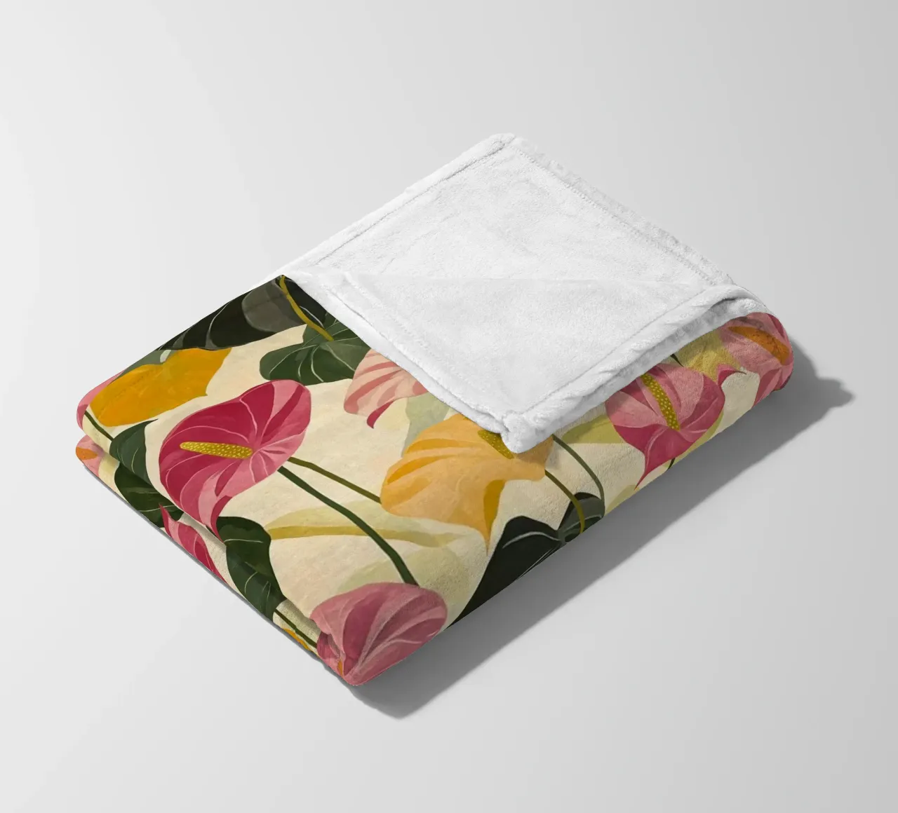 Pink and Yellow Anthuriums coperta in pile da Sunflower Soul Studio
