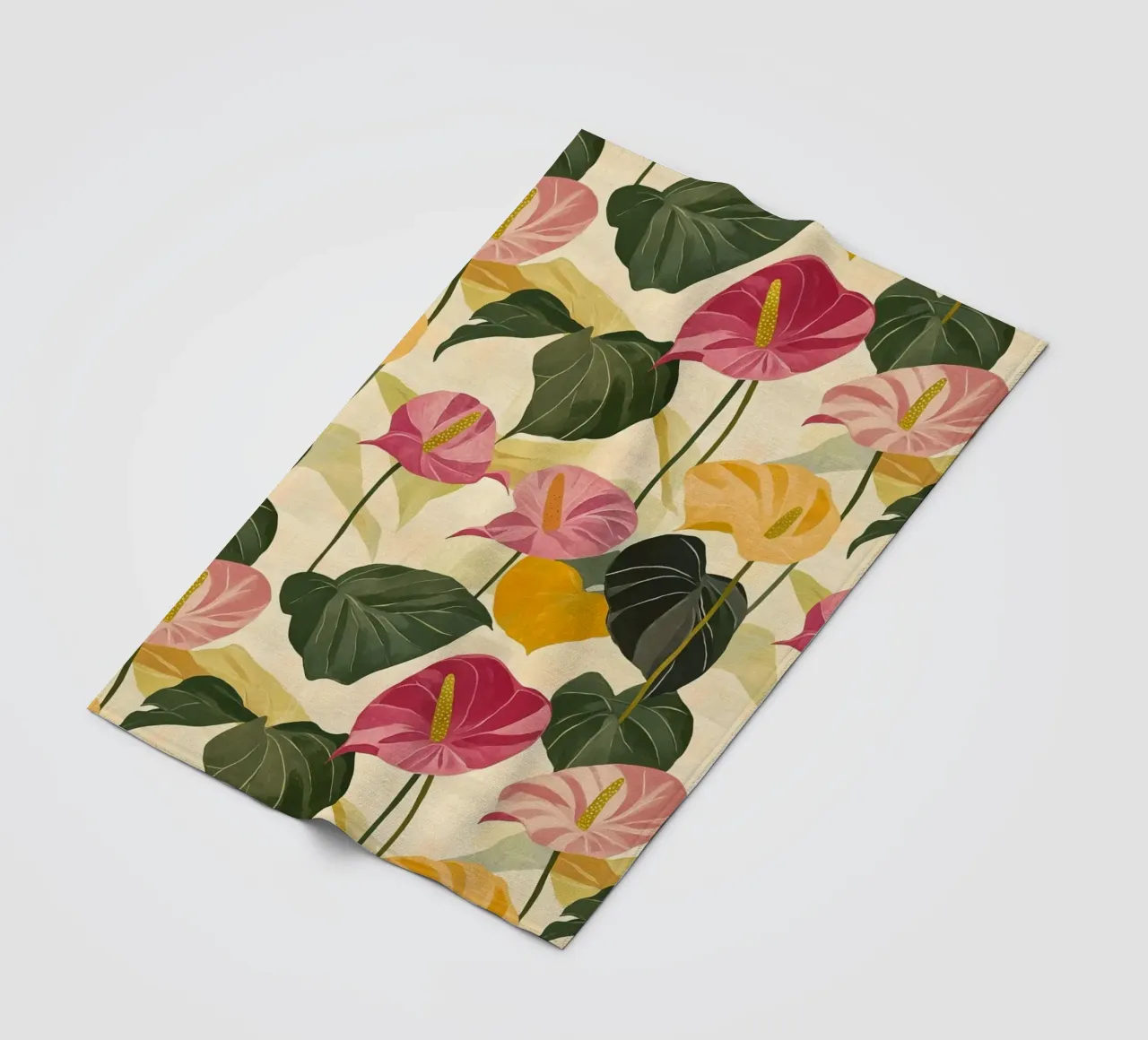 Pink and Yellow Anthuriums coperta in pile da Sunflower Soul Studio
