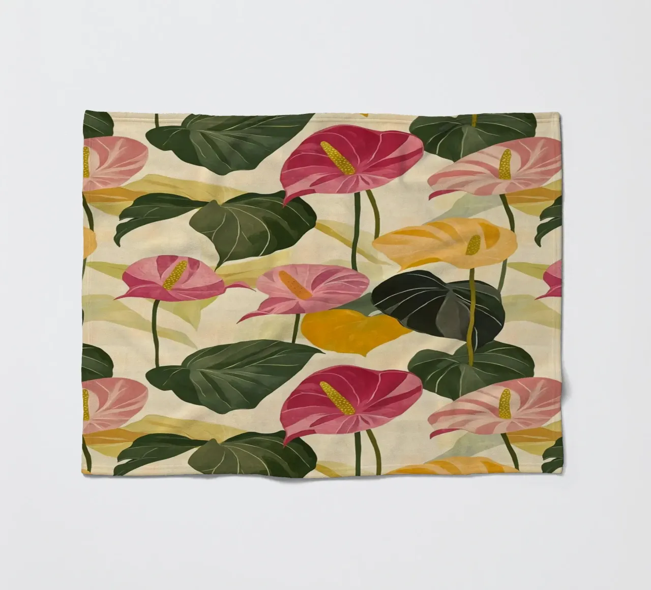 Pink and Yellow Anthuriums coperta in pile da Sunflower Soul Studio