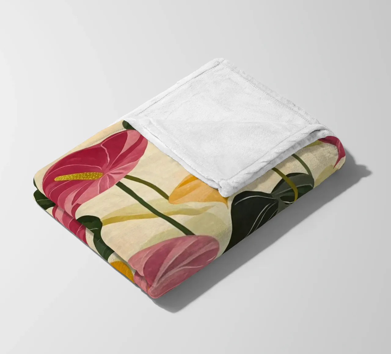 Pink and Yellow Anthuriums coperta in pile da Sunflower Soul Studio