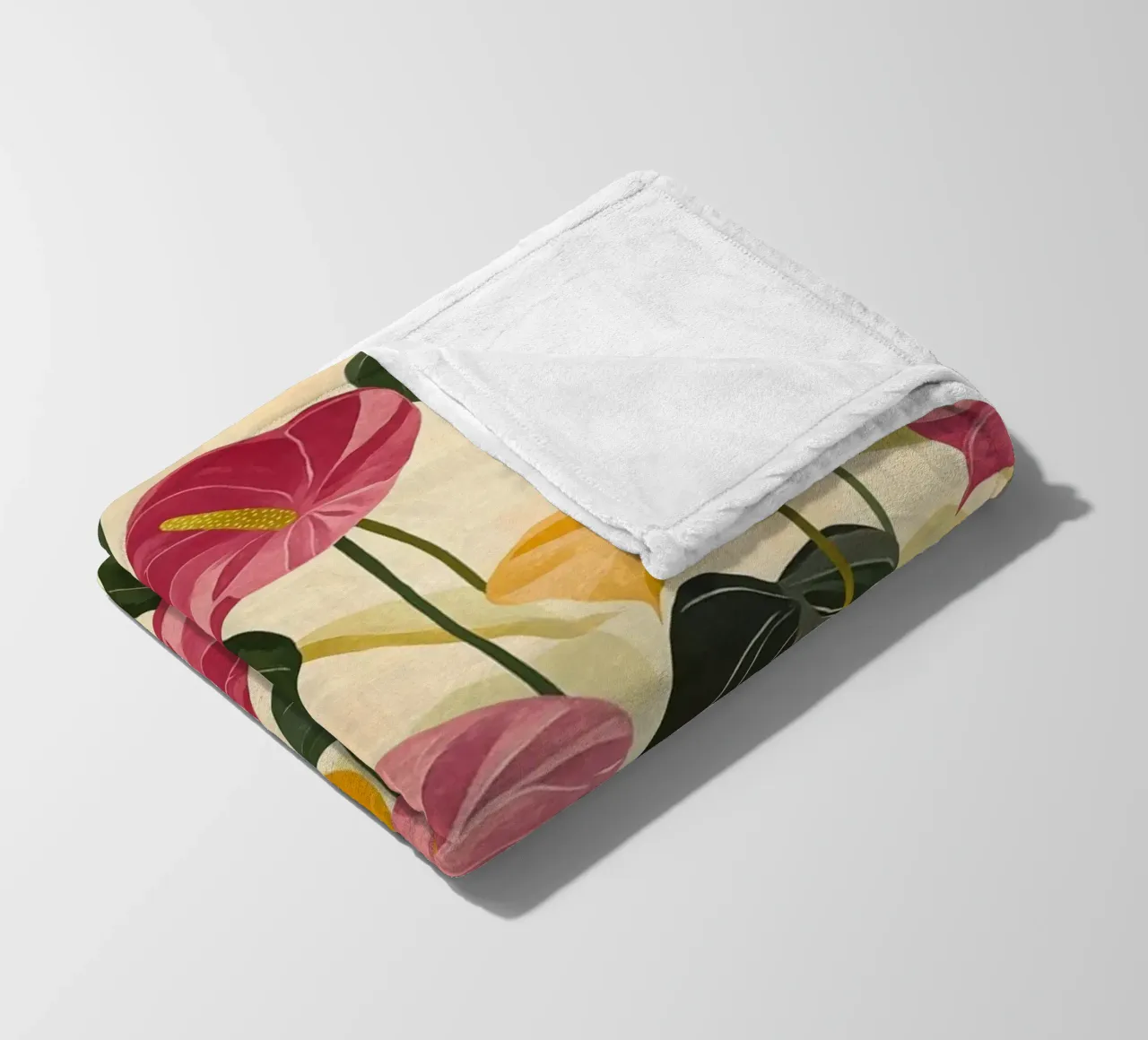 Pink and Yellow Anthuriums coperta in pile da Sunflower Soul Studio