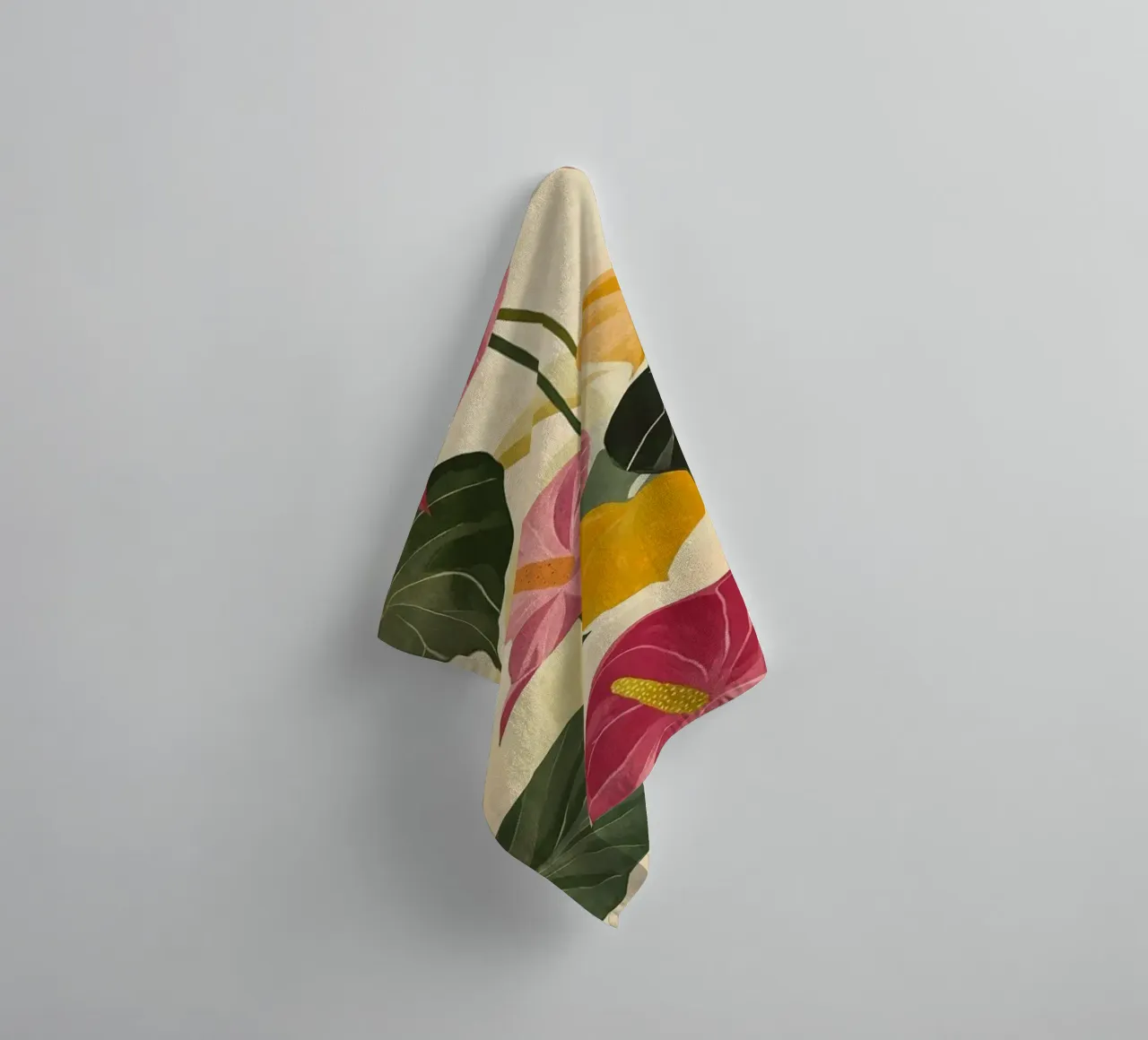 Pink and Yellow Anthuriums asciugamano da bagno da Sunflower Soul Studio