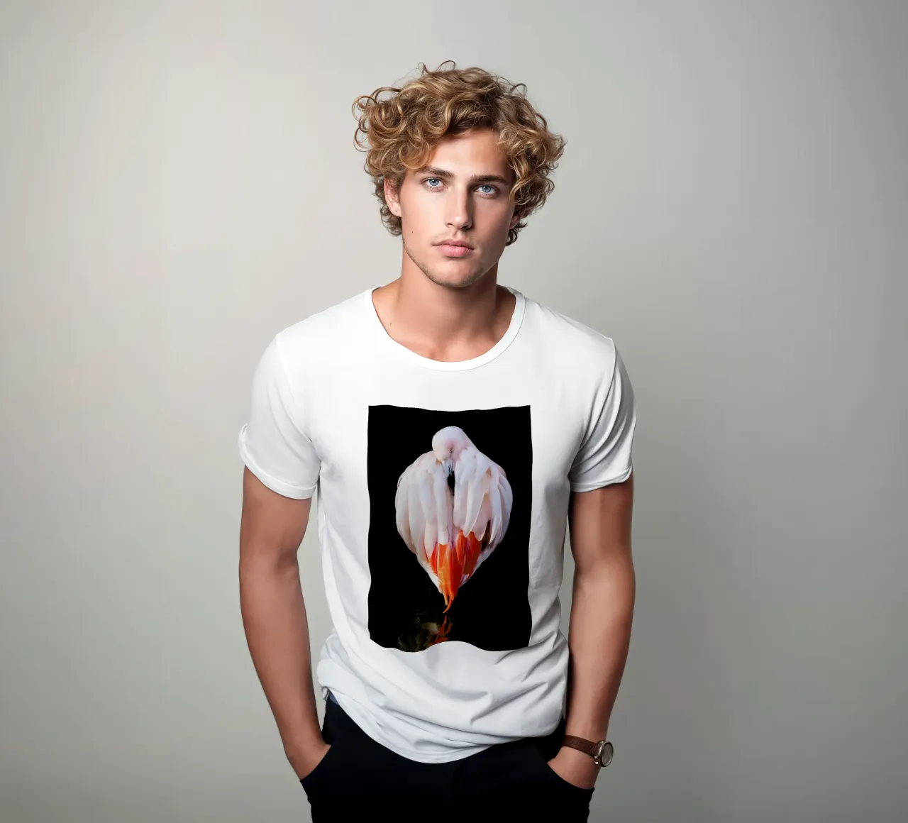 Flamingo in Reflection t-shirt da Natural Kingdom