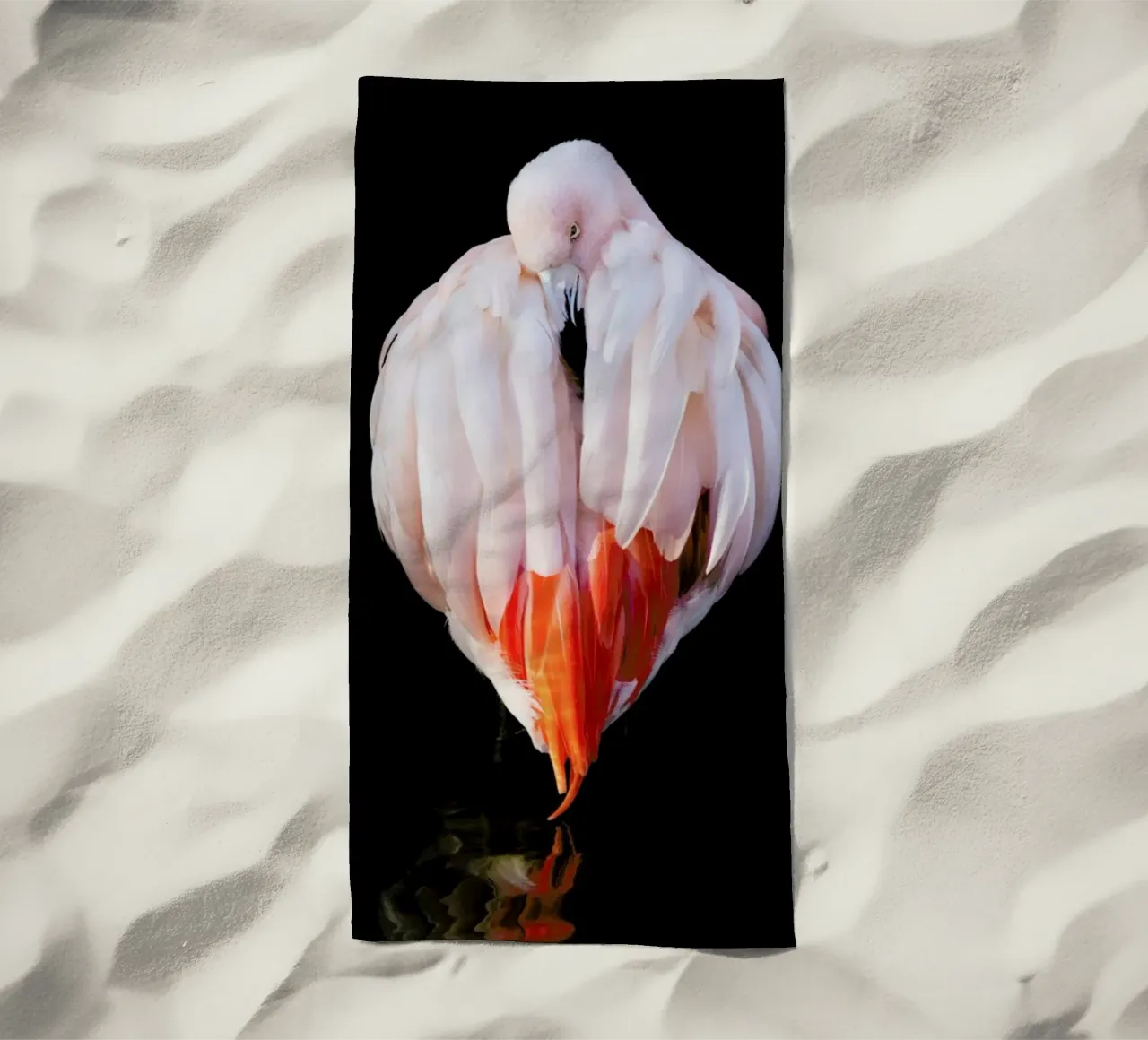 Flamingo in Reflection telo mare da Natural Kingdom