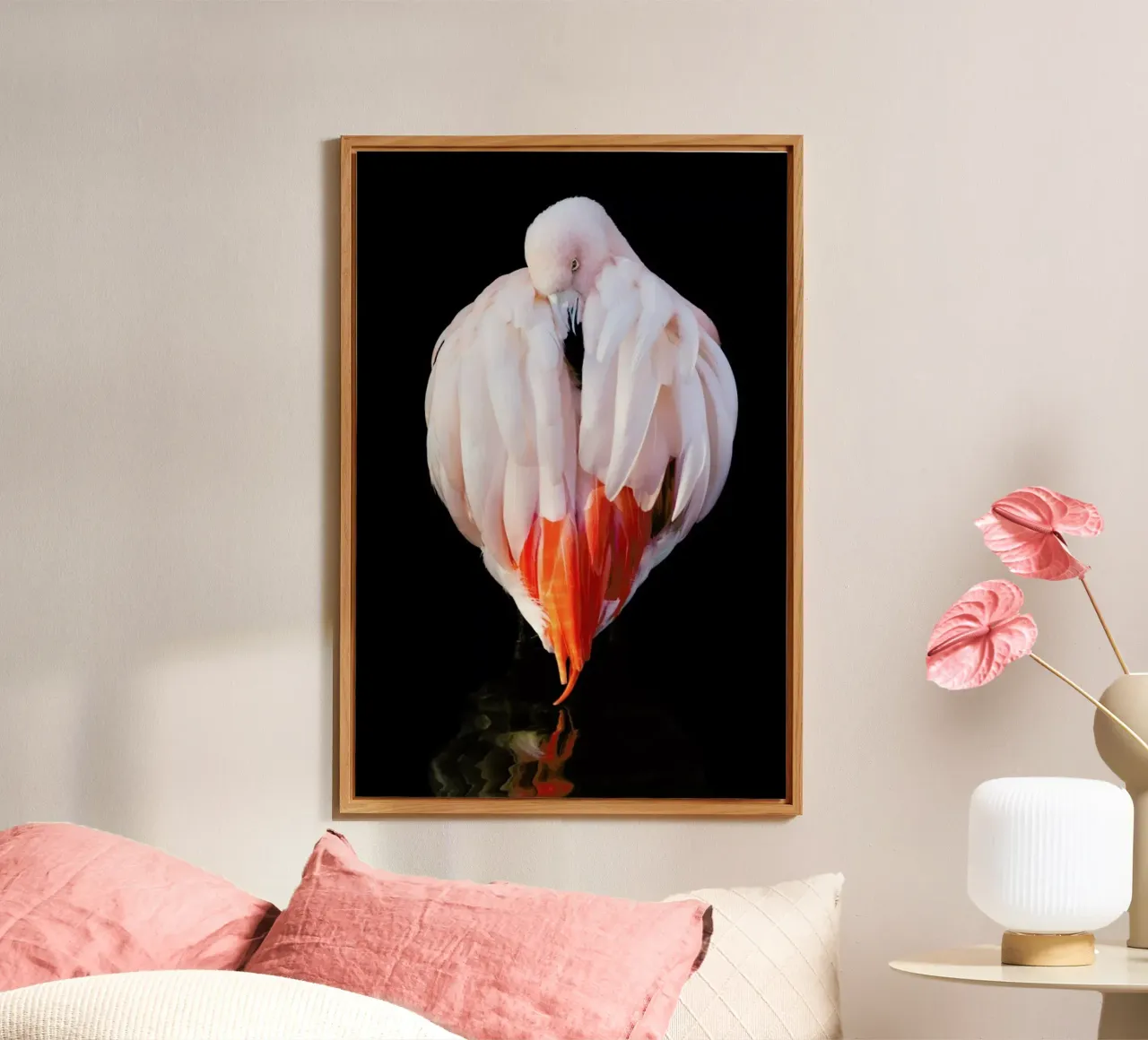 Flamingo in Reflection alluminio dibond da Natural Kingdom